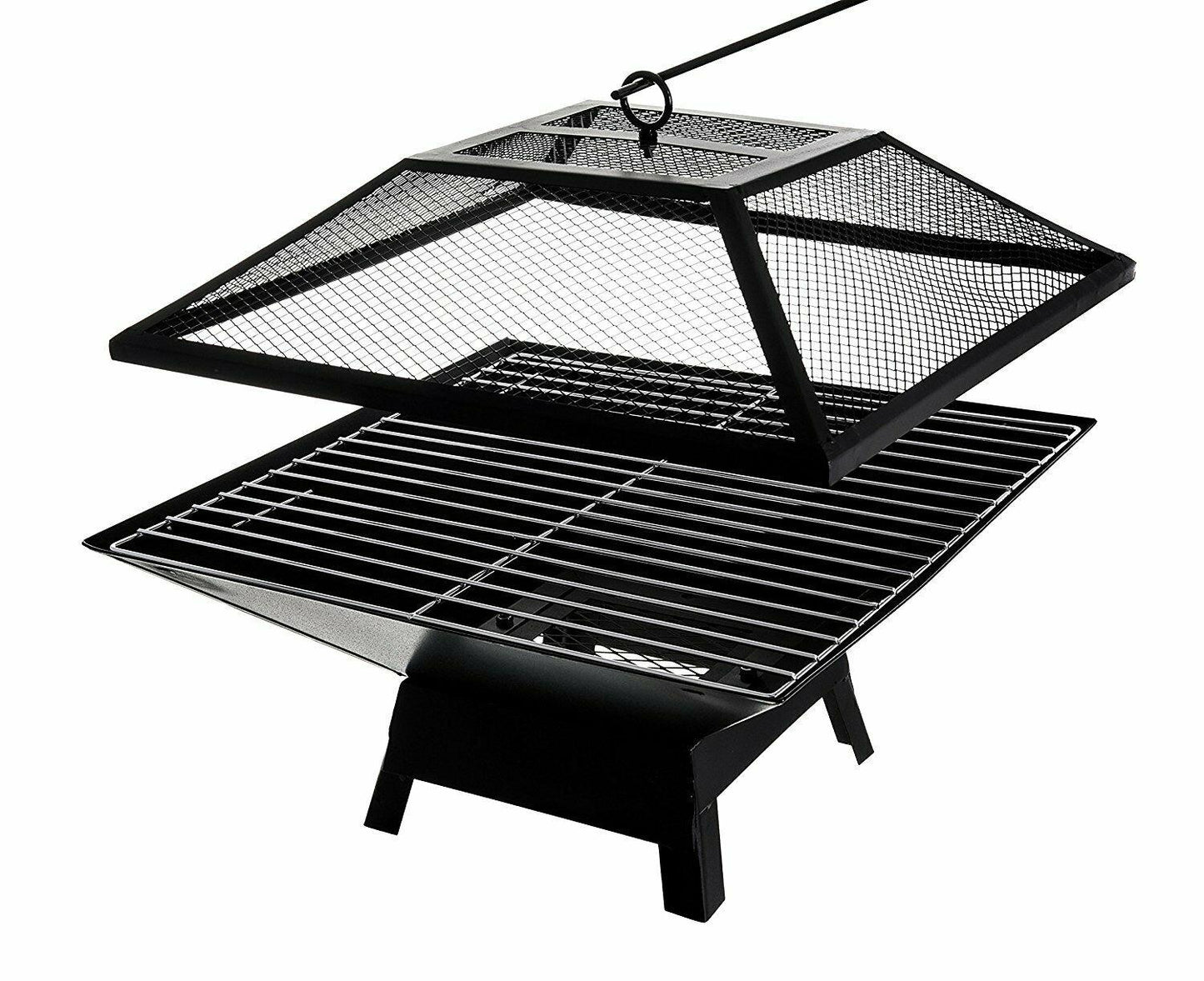 Square Fire Pit with BBQ Grill