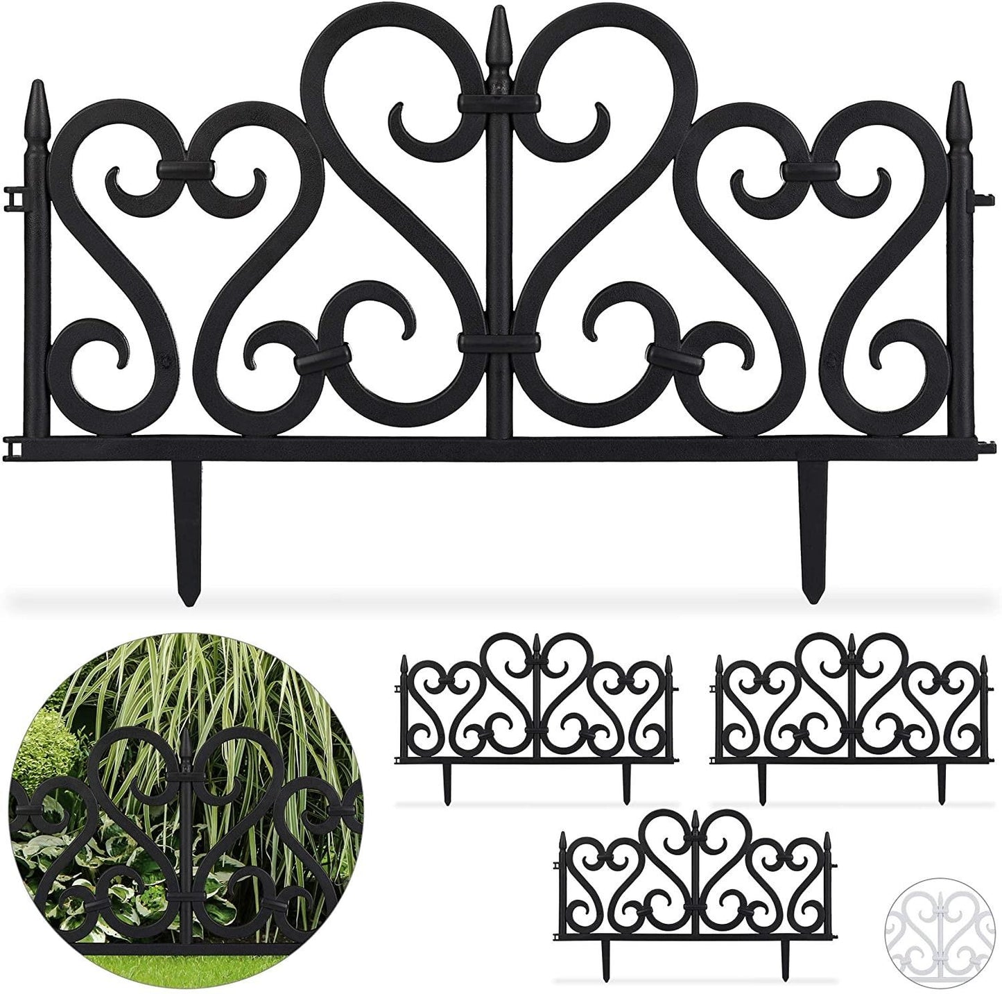 8Pk Garden Design Fence Set (Black)
