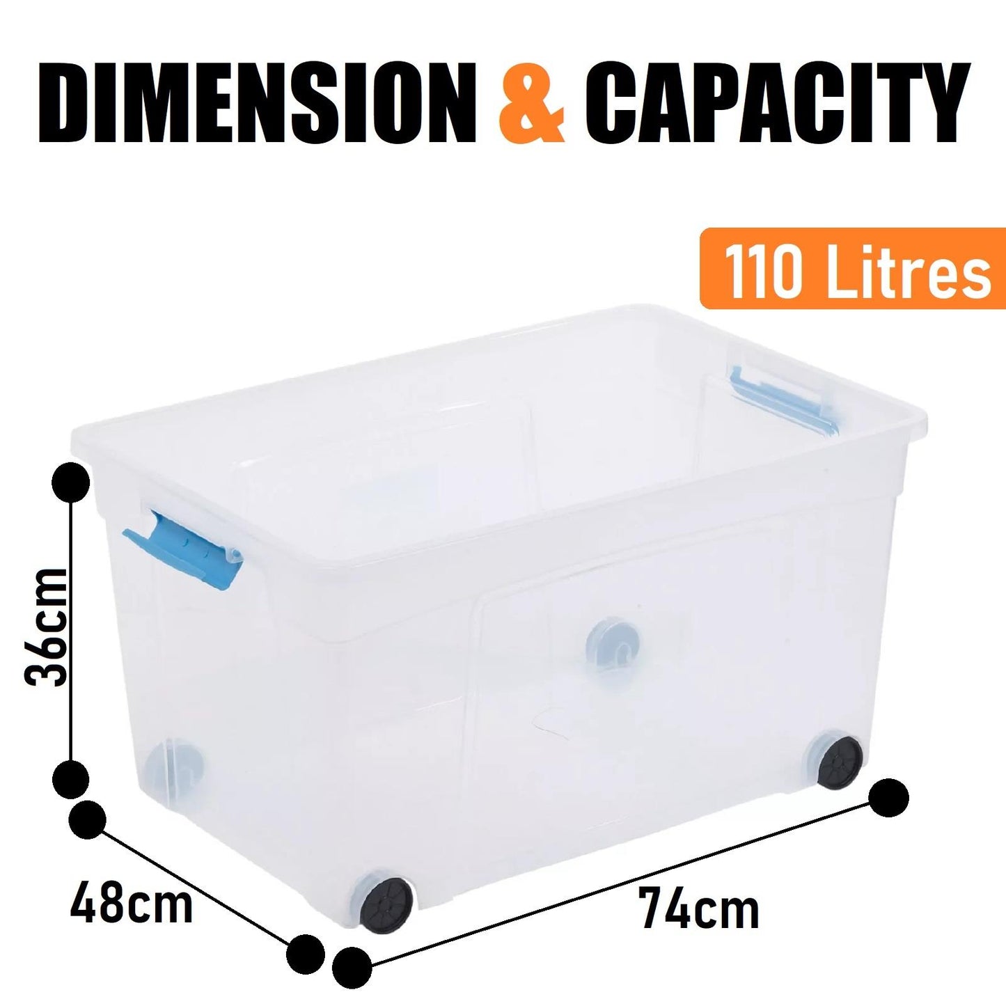 110L Storage Box With Folding Clippy Lid