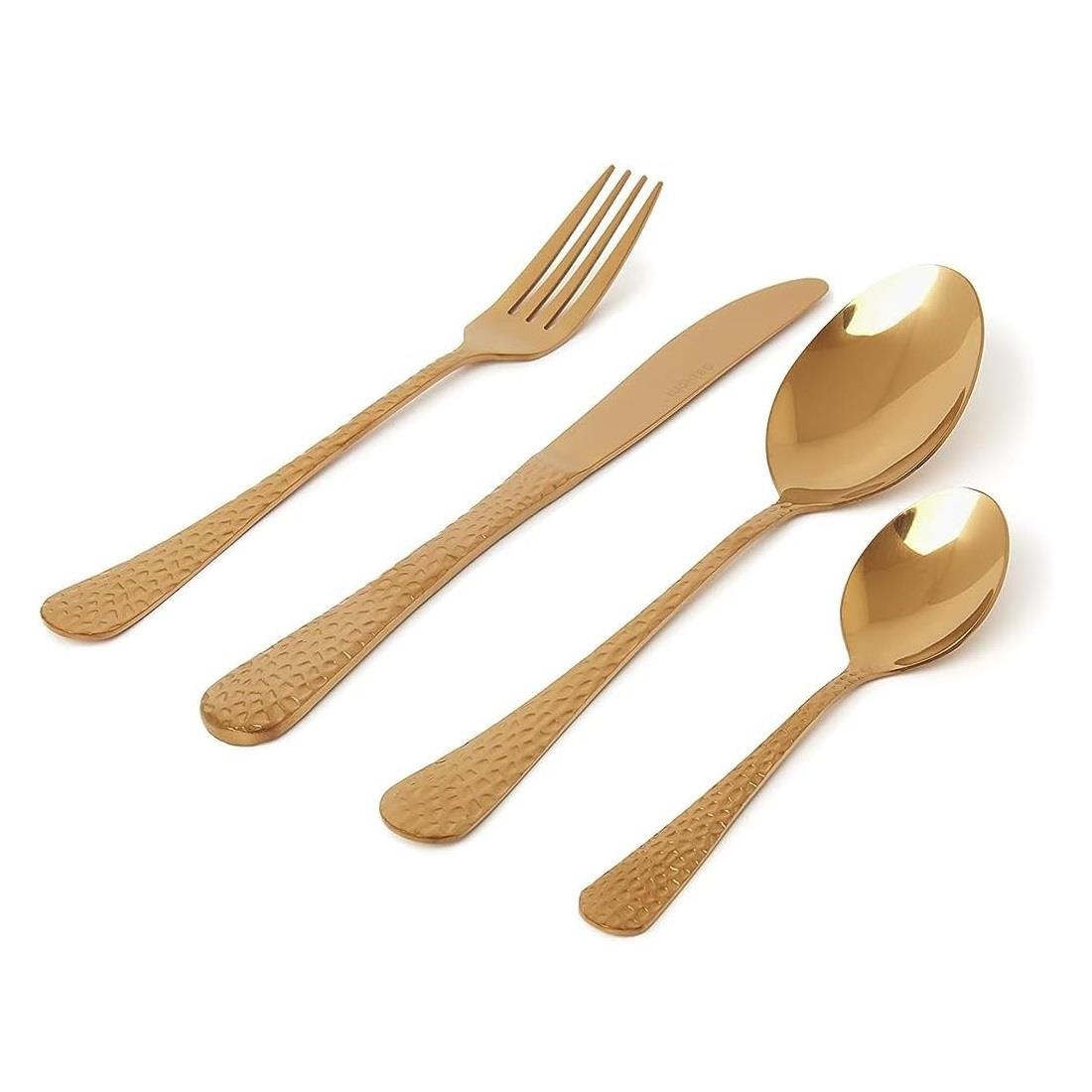 16pc Copper Hammered Cutlery Set