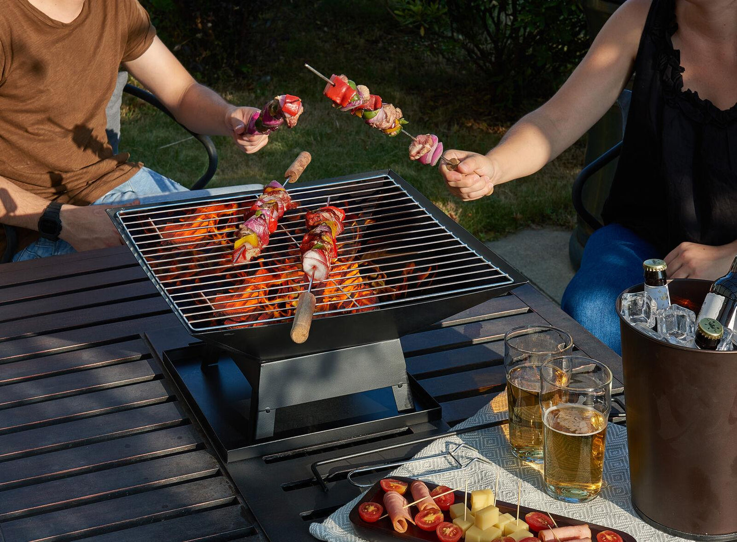 Square Fire Pit with BBQ Grill