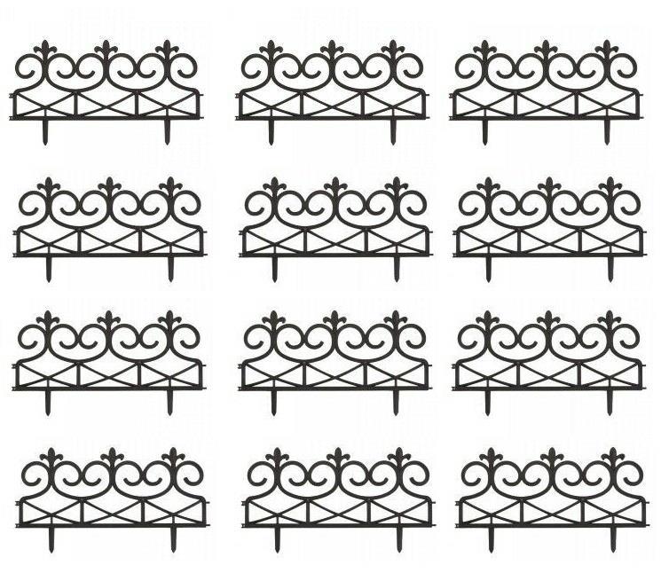 12Pk Garden Victorian Style Fence (Black)