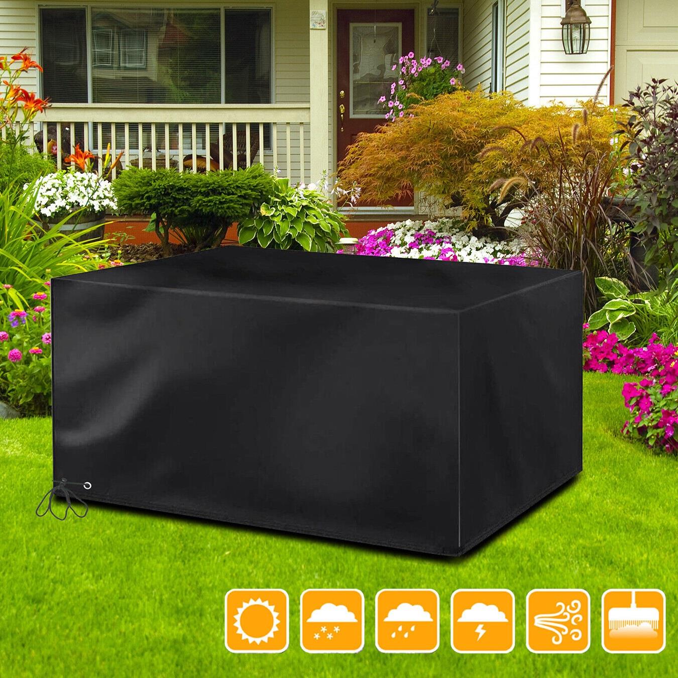 Woven Garden Table Cover 213x132x74