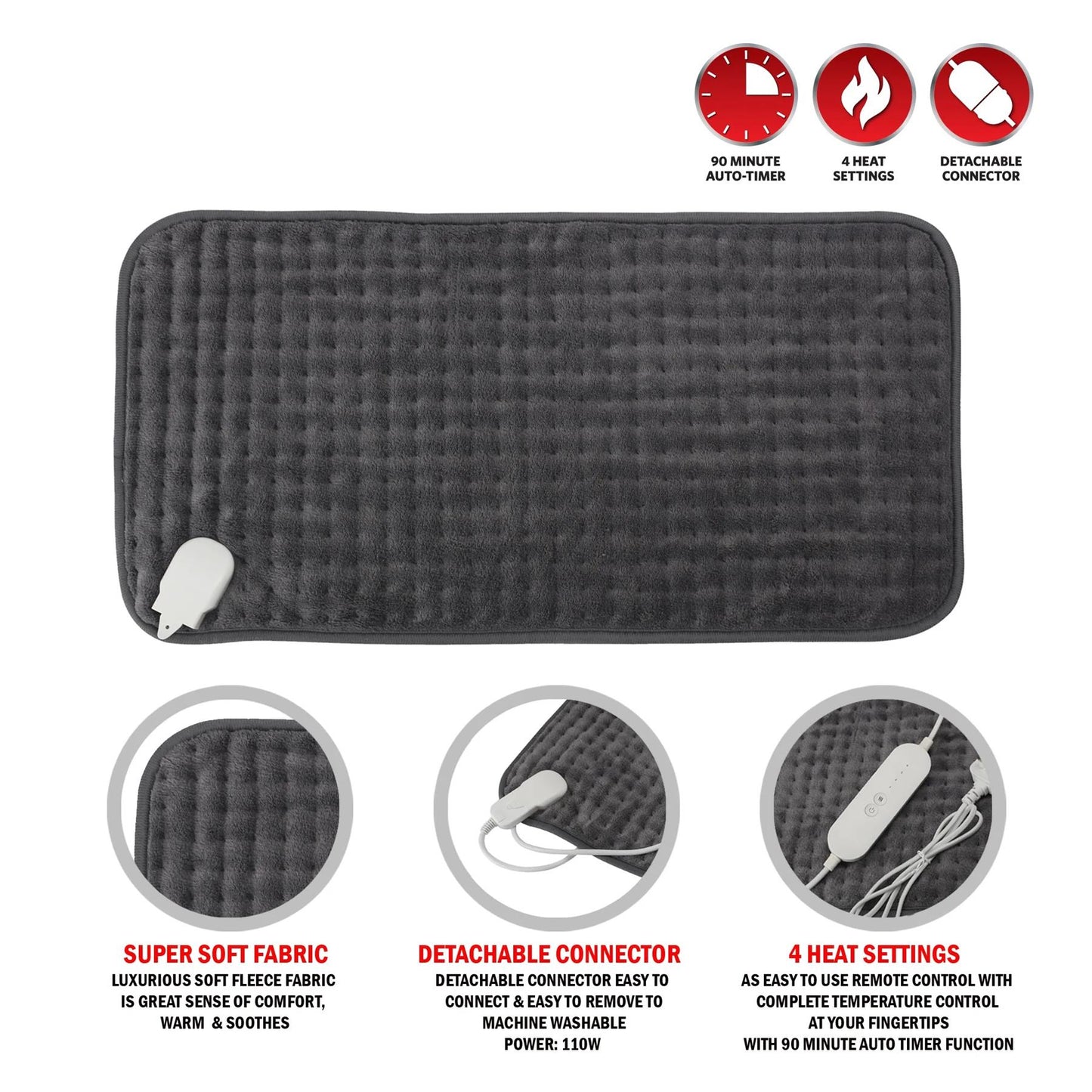 Electric Heating Pad - Grey