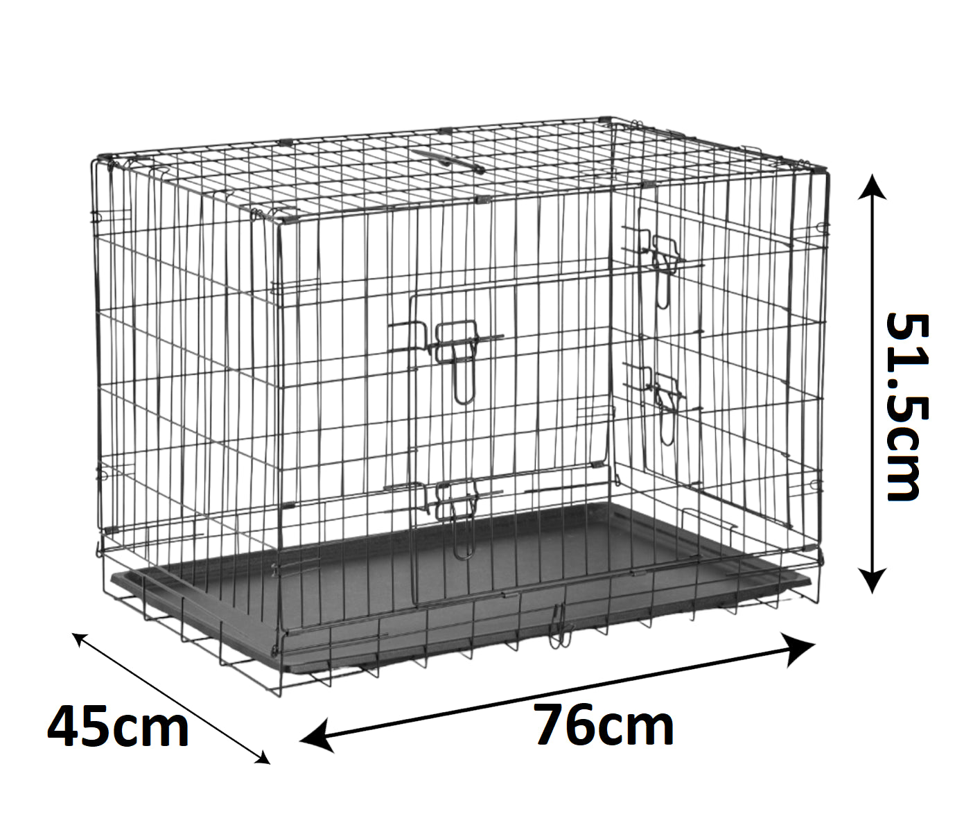 30" Double Door Folding Metal Dog Crate