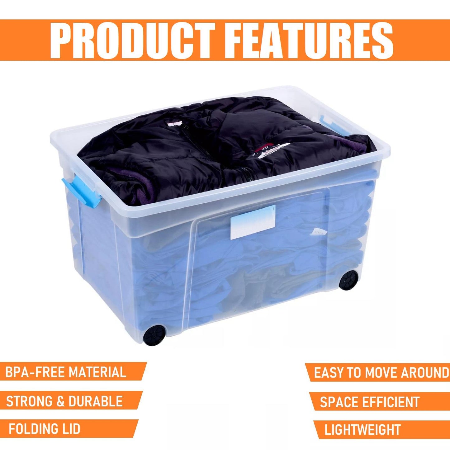 110L Storage Box With Folding Clippy Lid