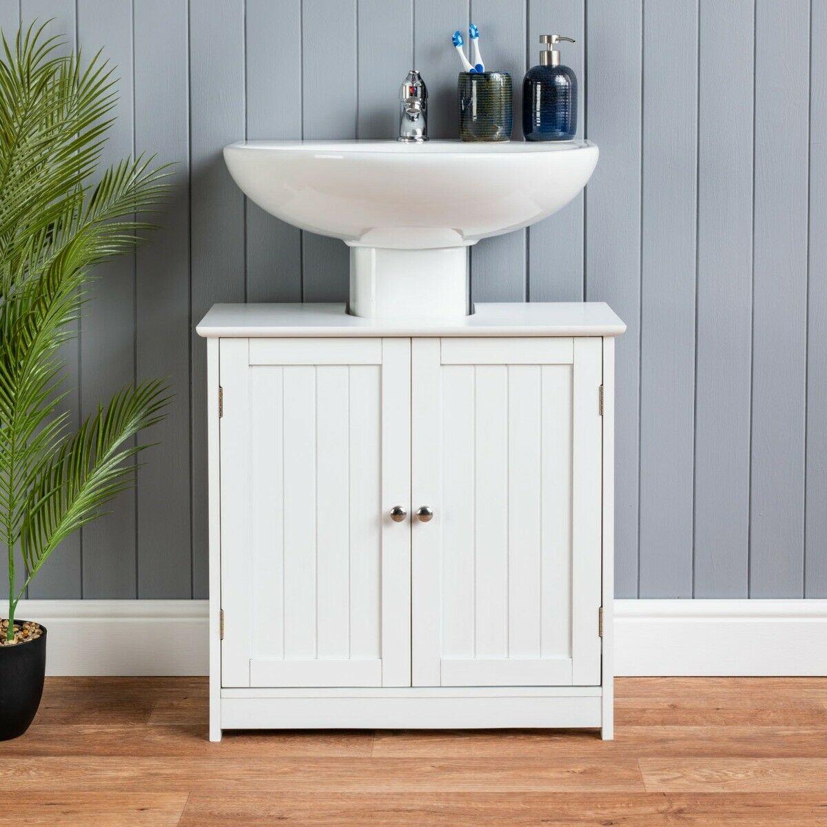 White Under Sink Cabinet.