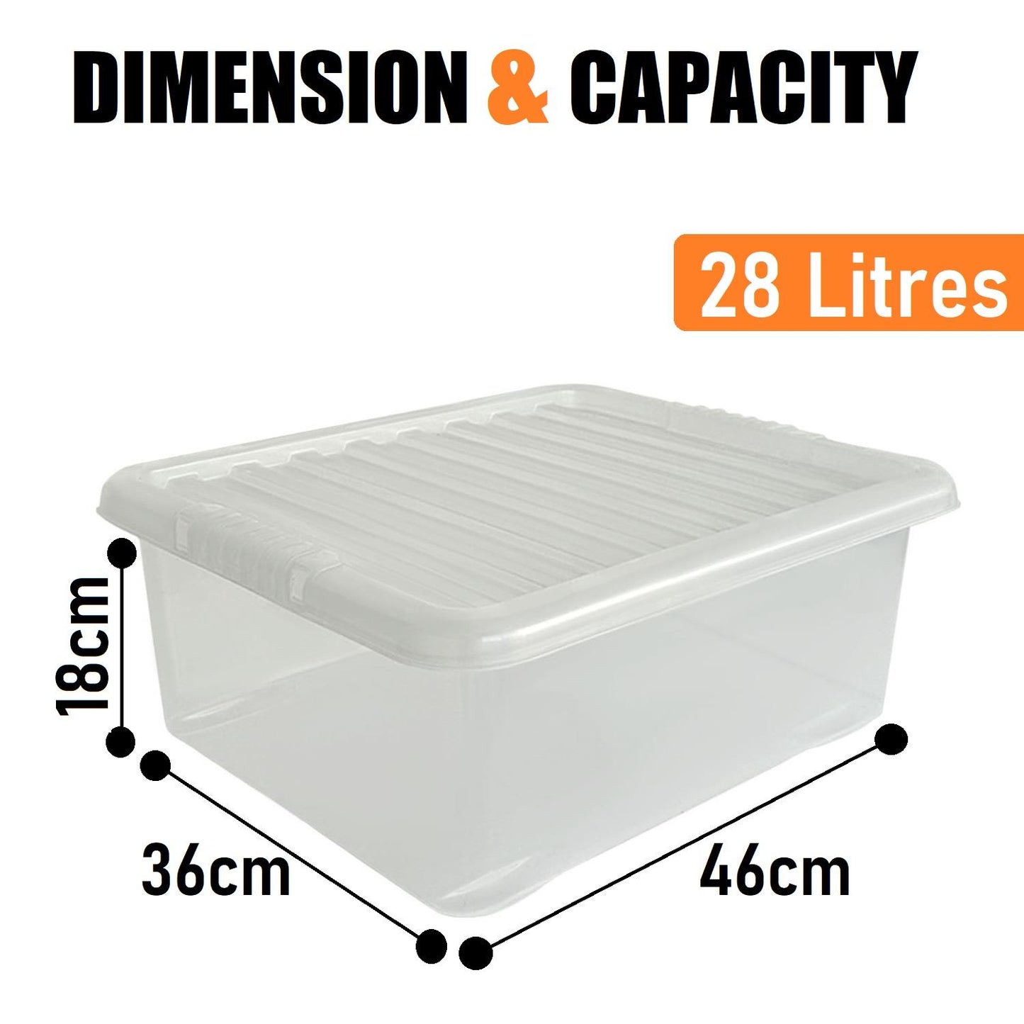 28L Under Bed Box & Clear Lid