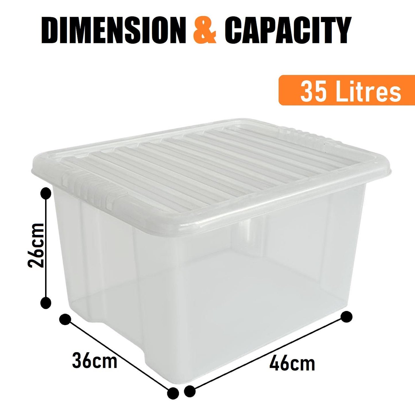 35L Storage Box & Clear Lid