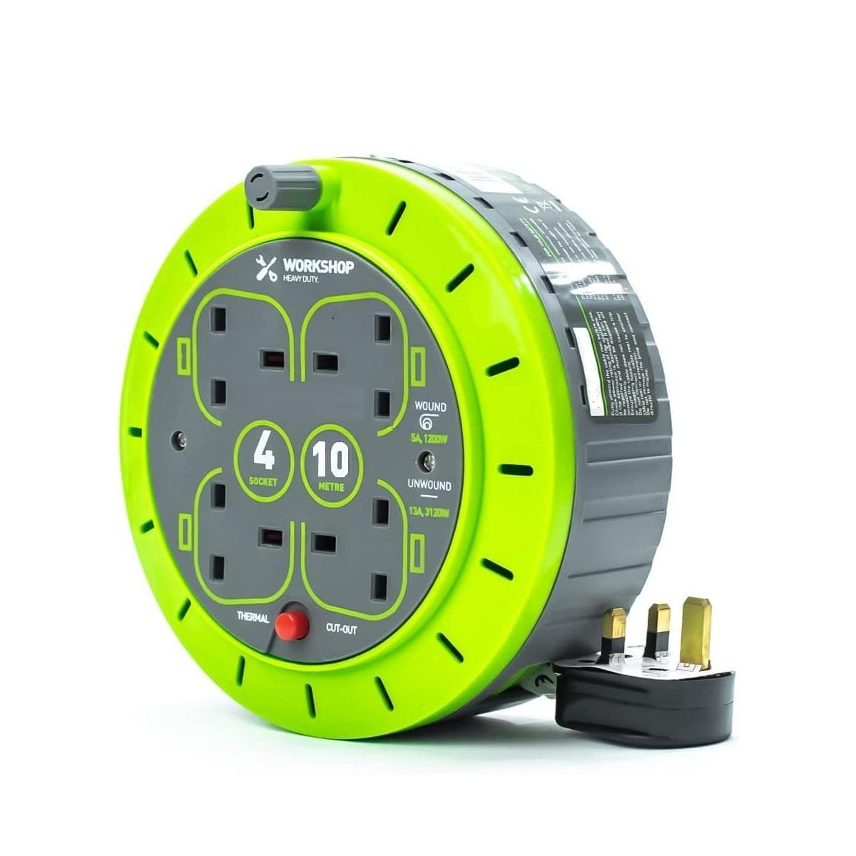 Status Green 4 Socket - 10 Meter Cable Reel