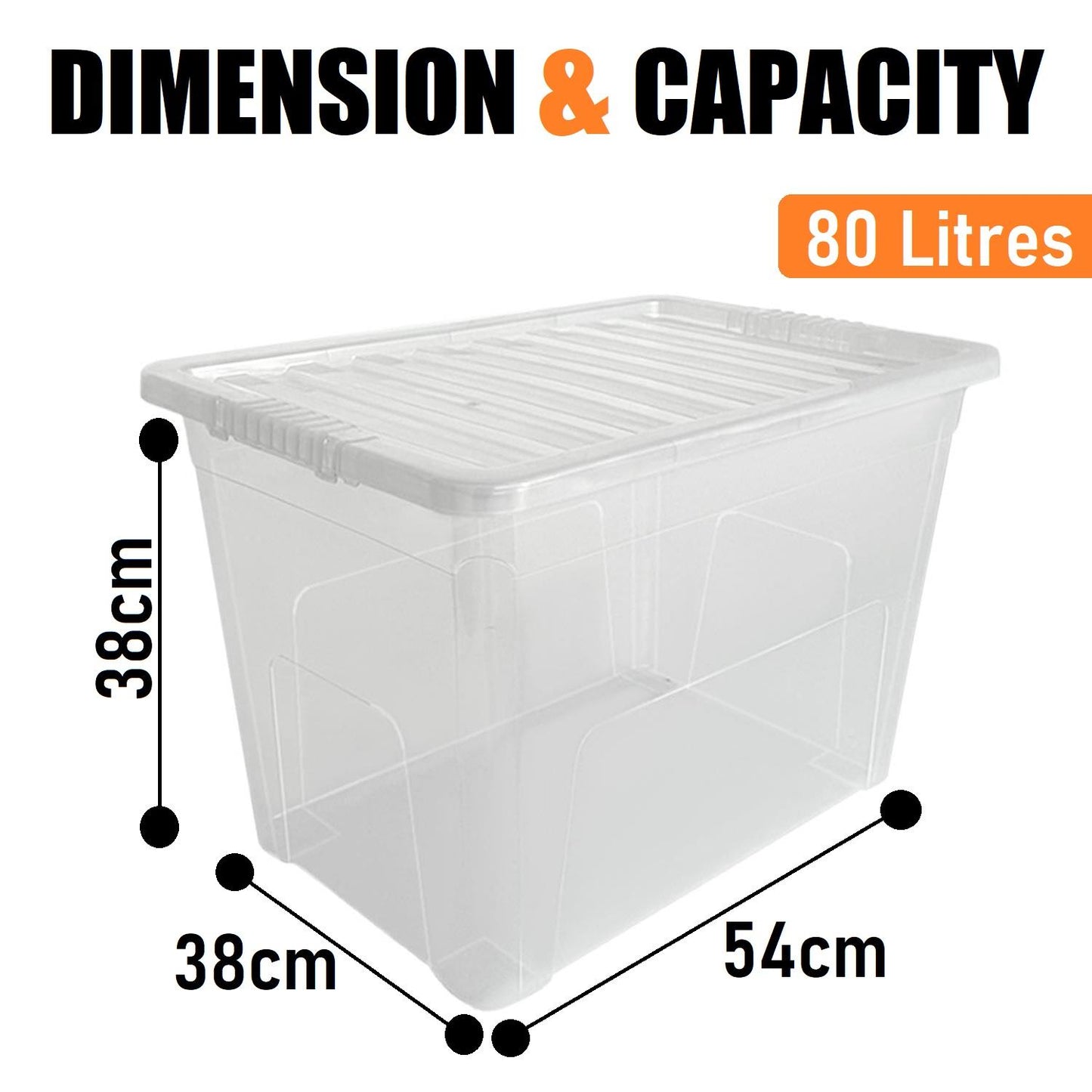 80L Storage Box & Clear Lid
