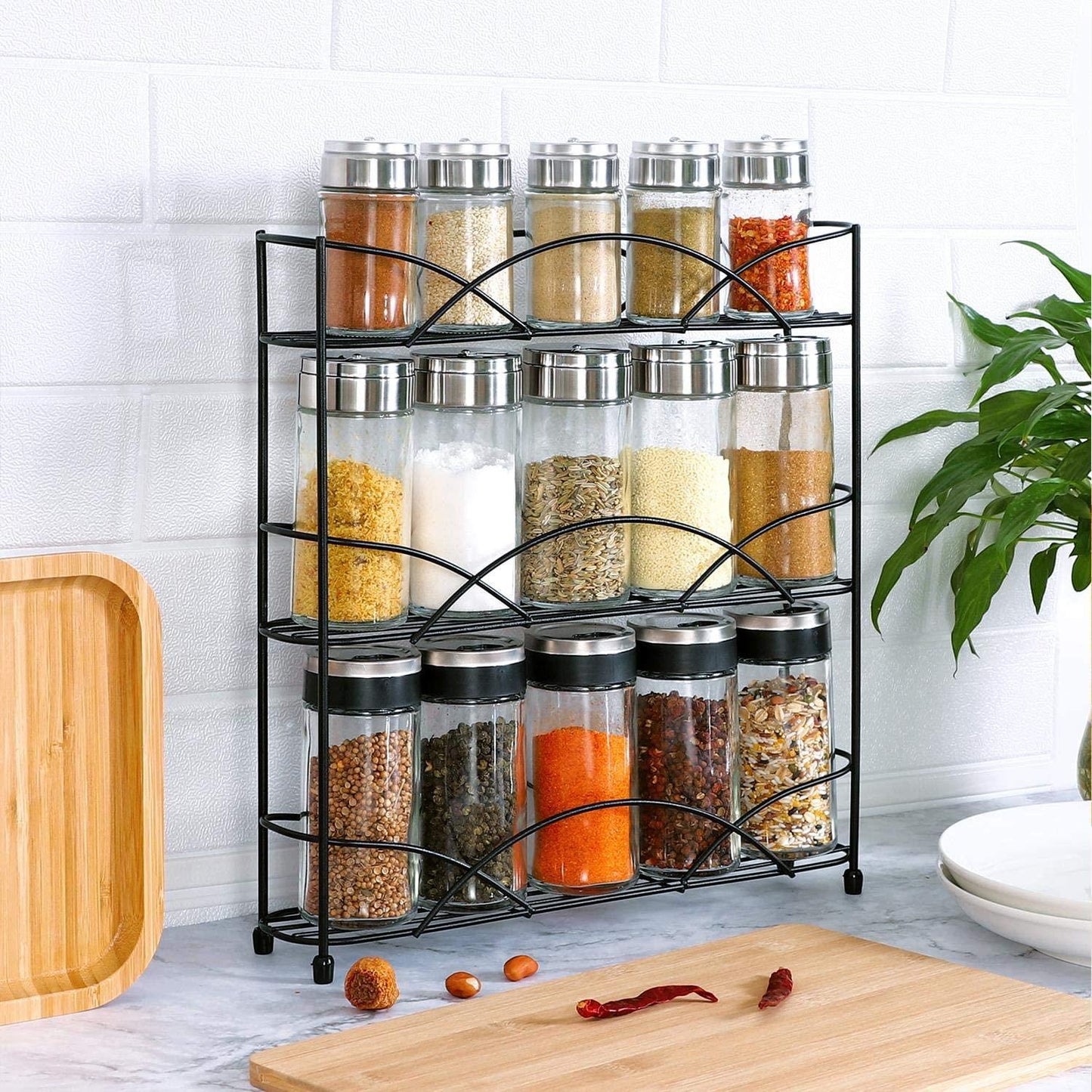 3 Shelf Jet Black Spice Rack