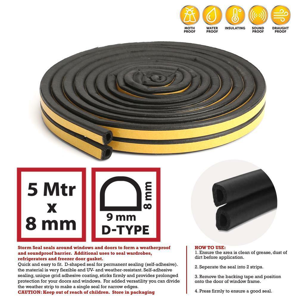 D Type Foam Seal Strip Black