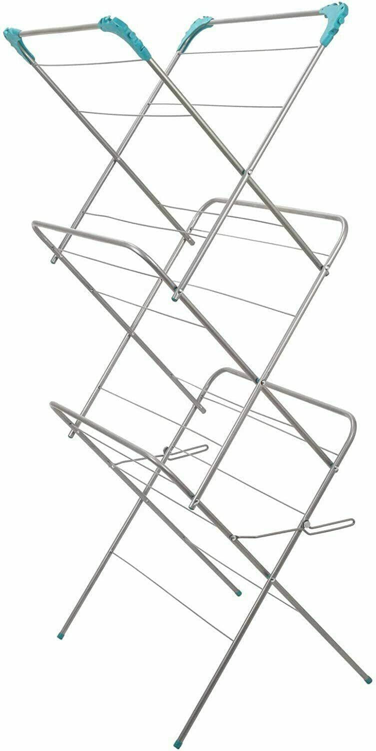 14m 3 Tier Airer Aqua/Grey. (5060520302775)