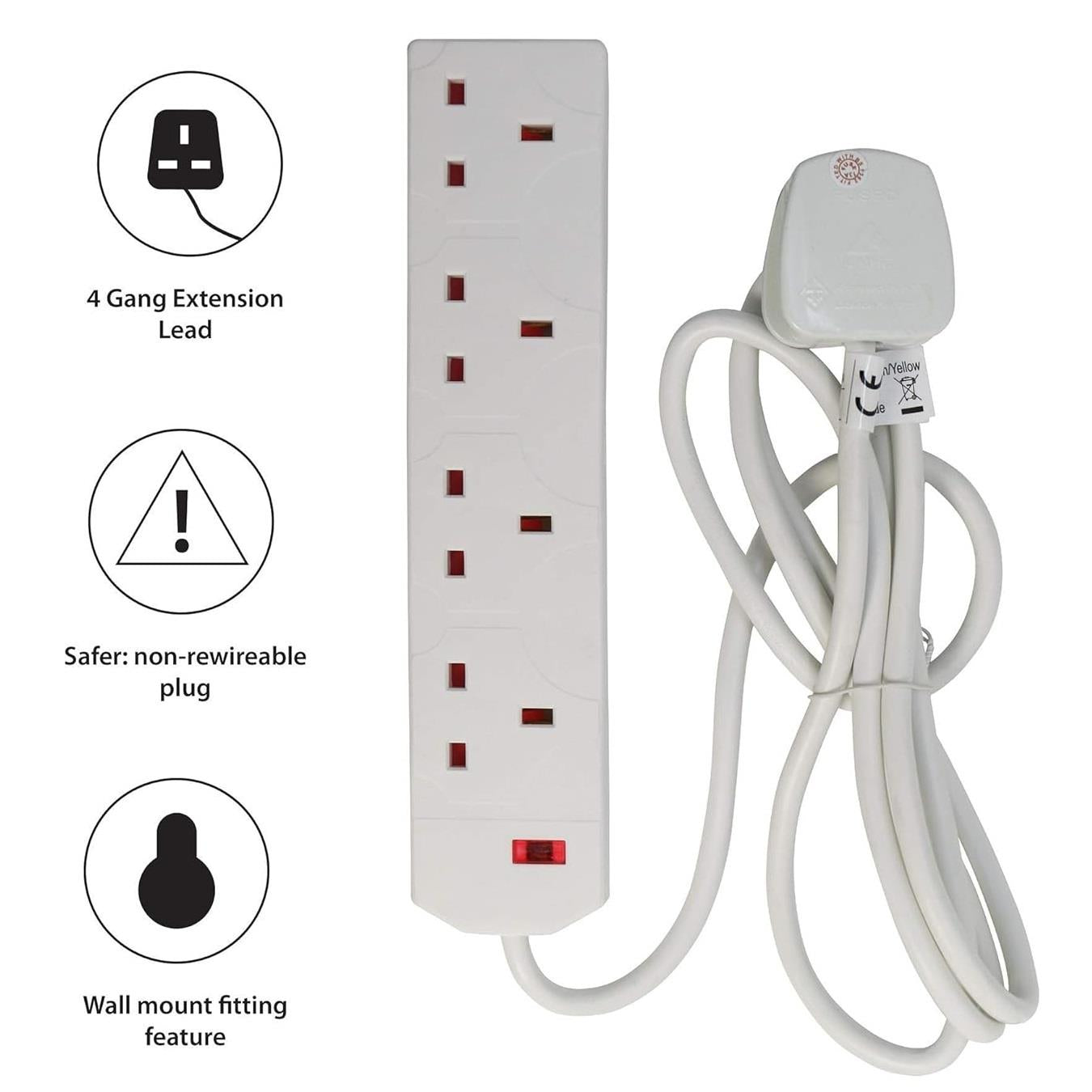 4 Way 4M Extension Socket