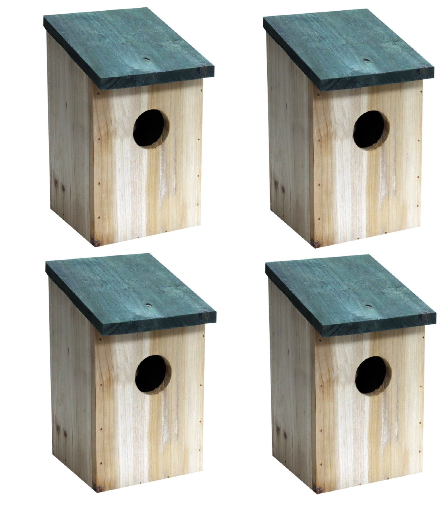 4 X Wooden Bird Nesting Box