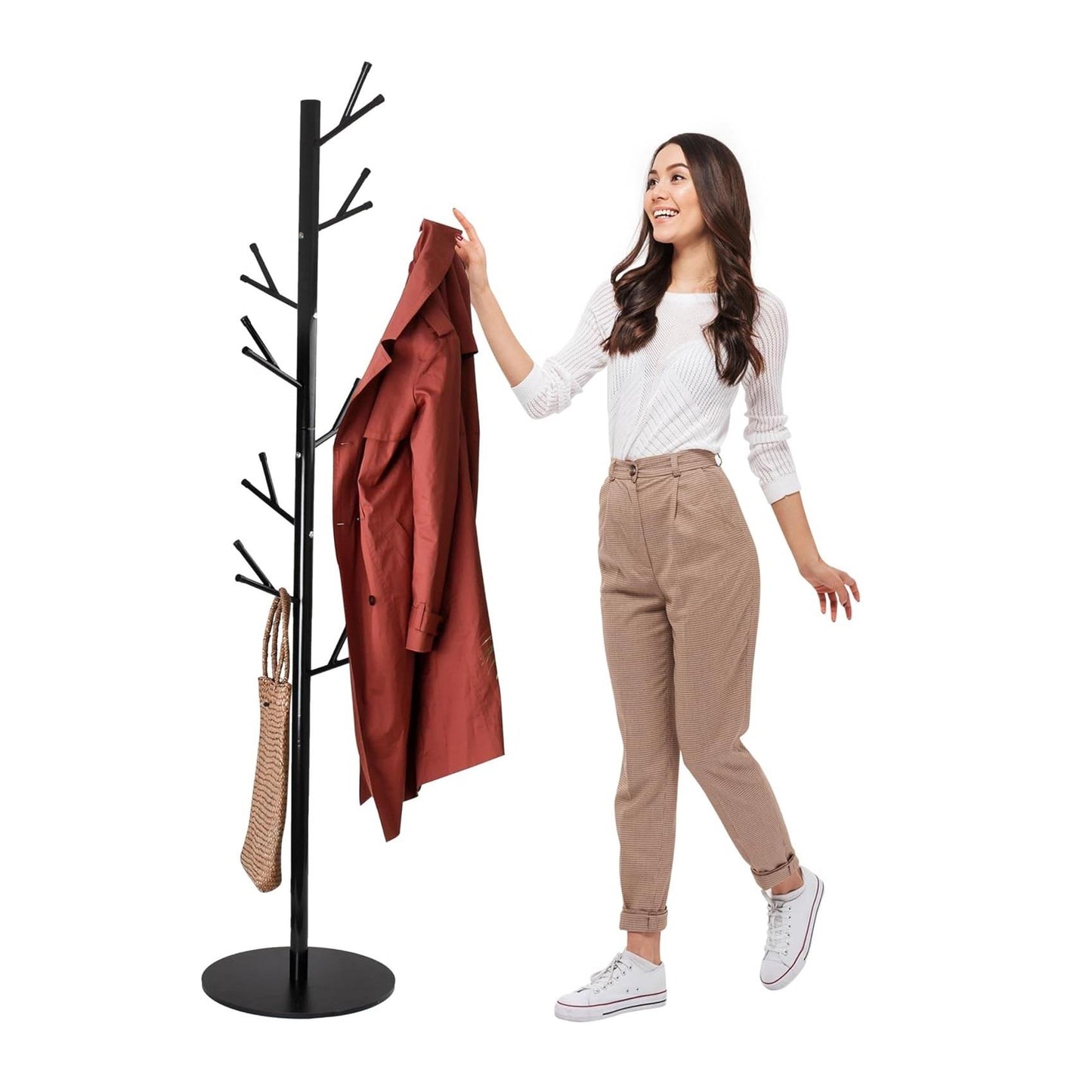 16 Peg Tree Coat Rack - Black
