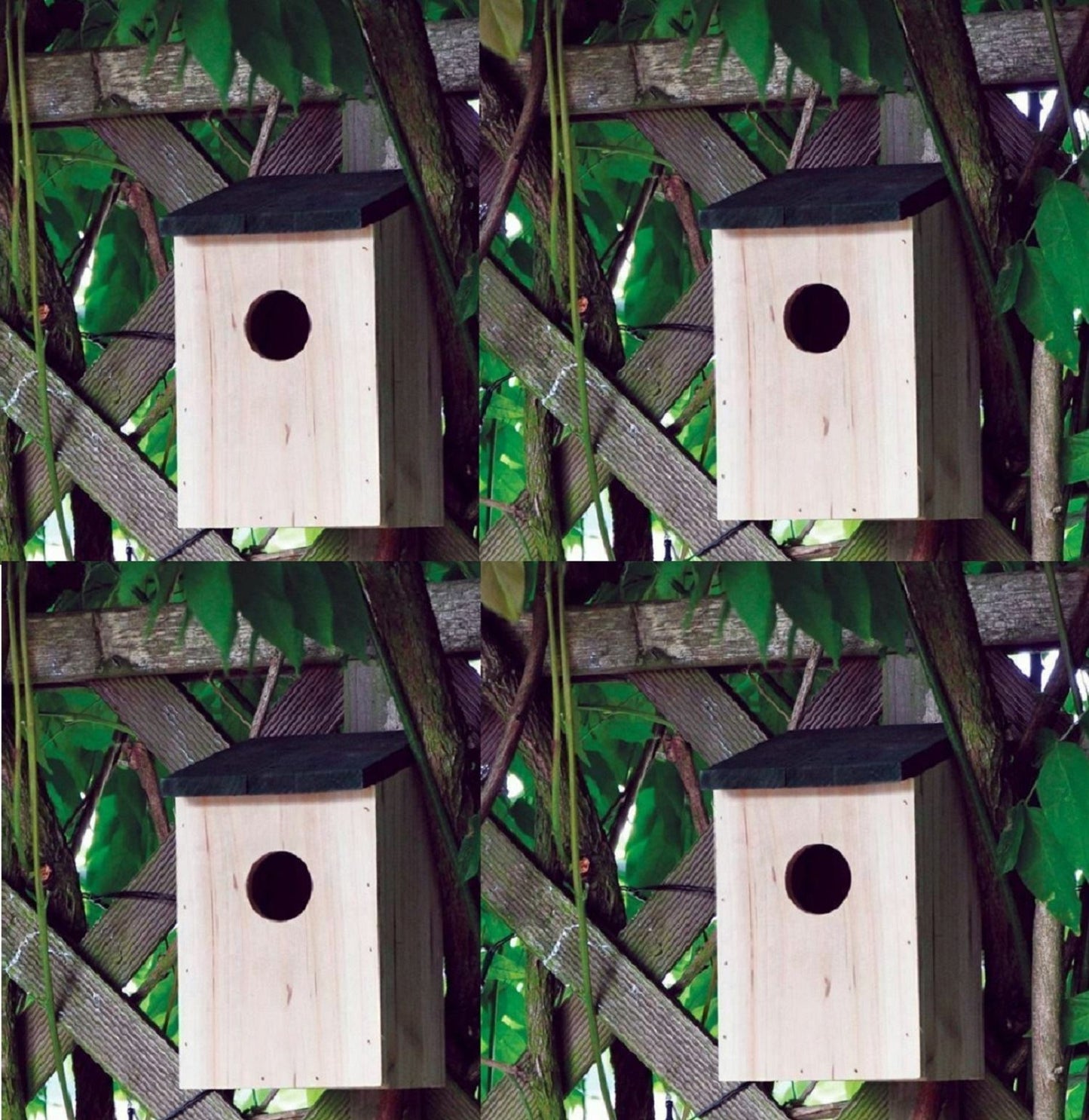 4 X Wooden Bird Nesting Box