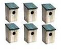 6 X Wooden Bird Nesting Box