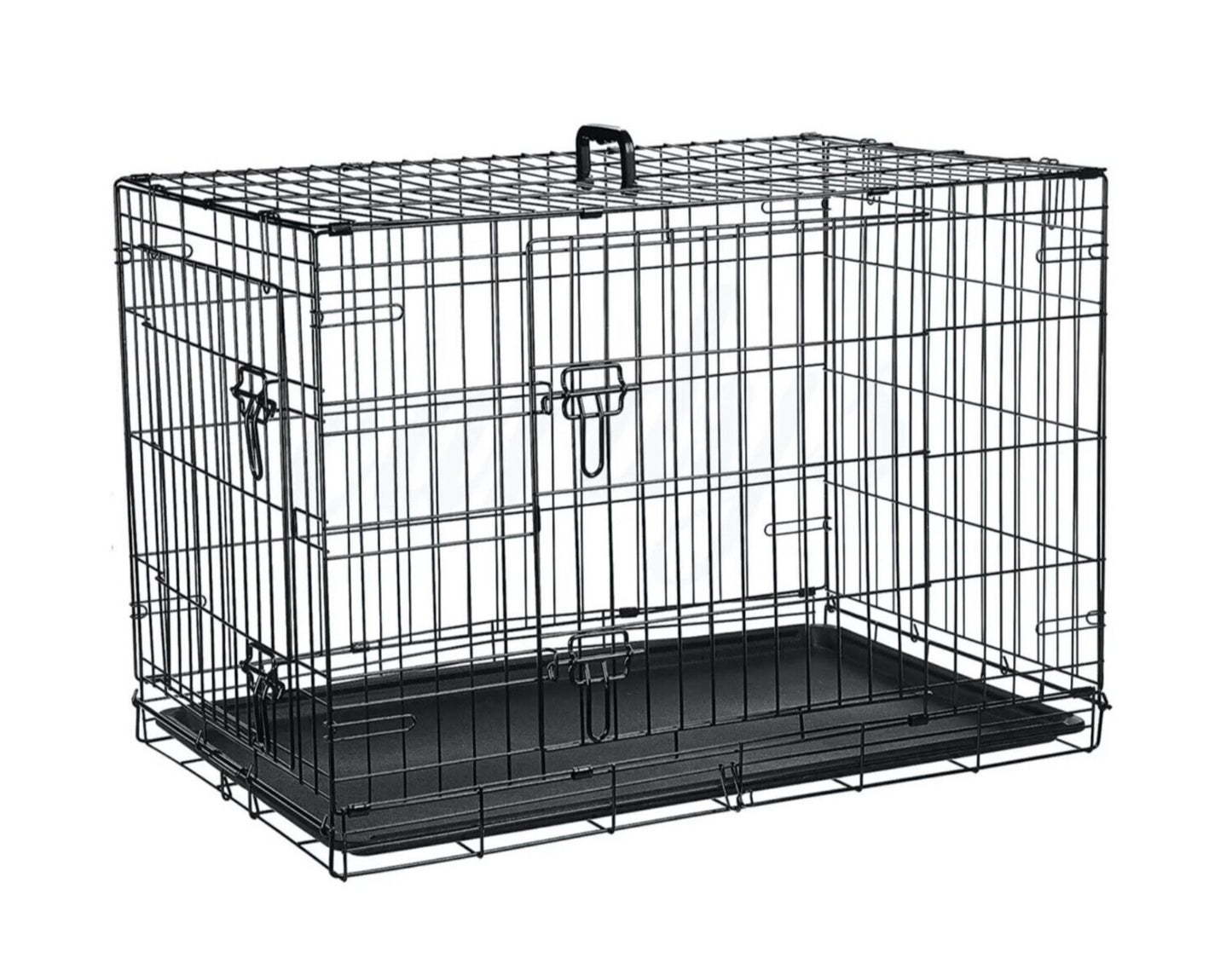 30" Double Door Folding Metal Dog Crate