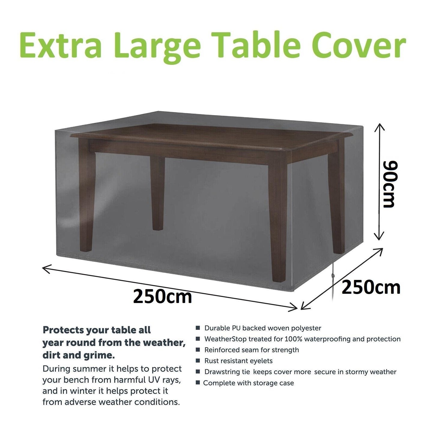 Woven Garden Table Cover 250x250x90