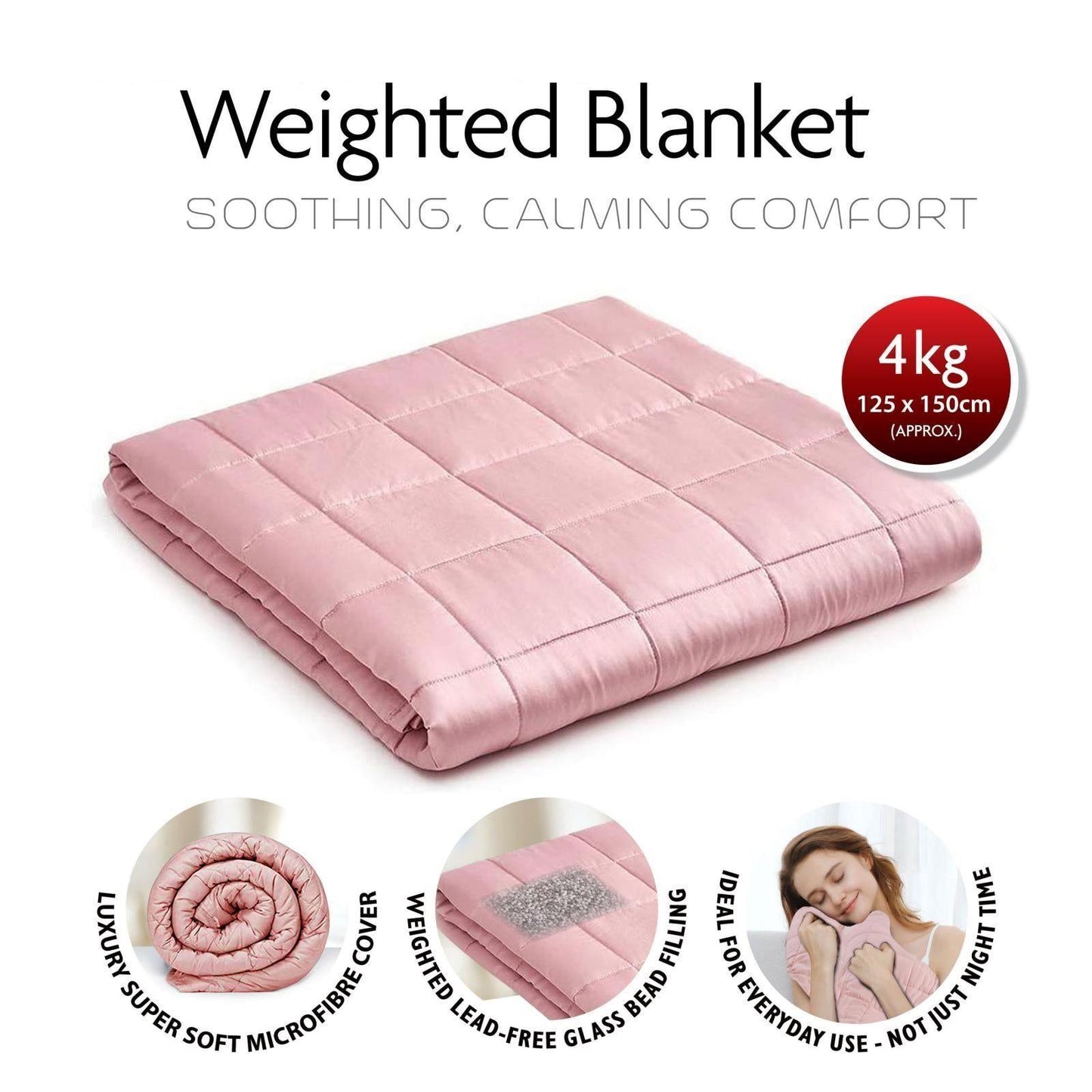4KG Pink Weighted Blanket 125*150cm