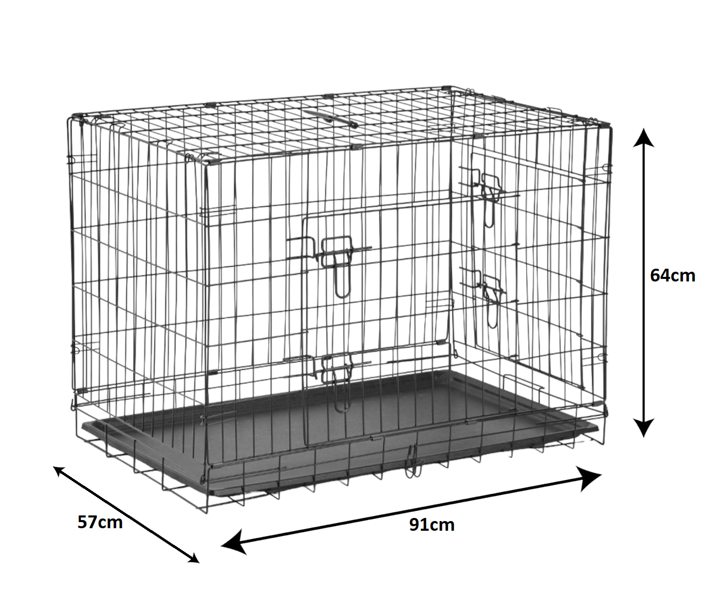 36" Double Door Folding Metal Dog Crate
