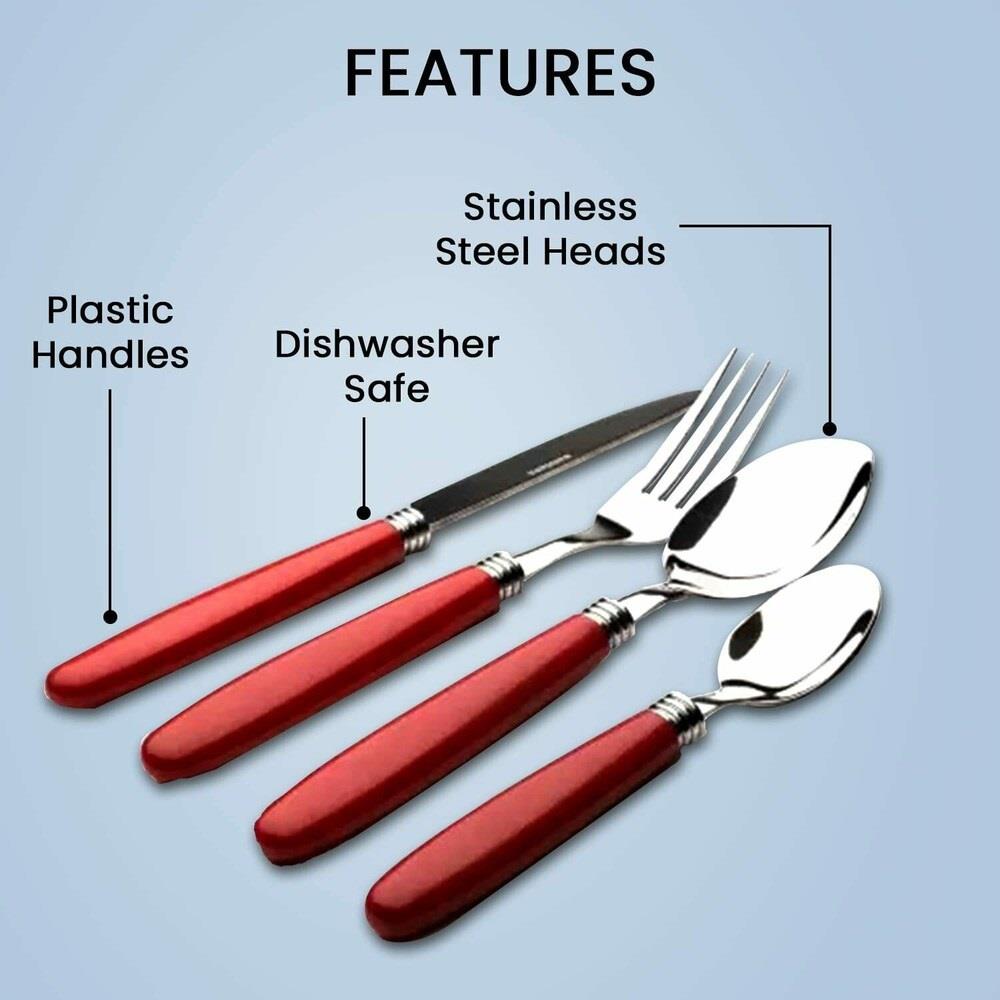 16pc Red Handle Cutlery Set
