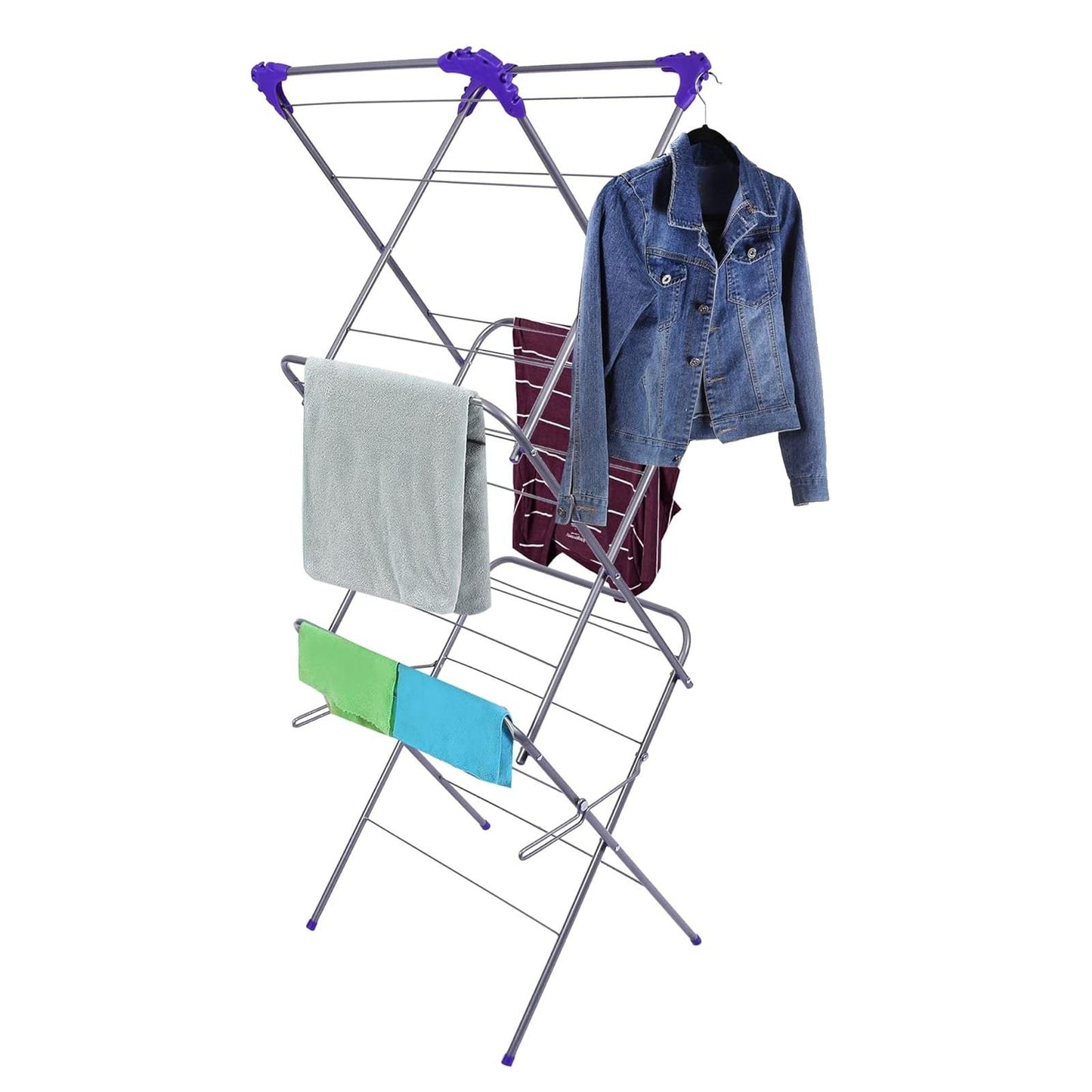 21m 3 Tier Airer Silver/Purple