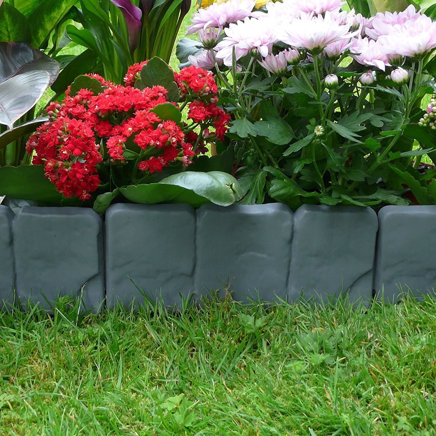 Grey 40Pk Stone Effect Garden Border Set