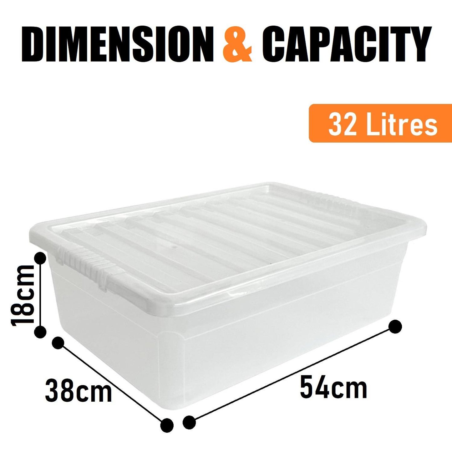 32L Under Bed Box & Clear Lid