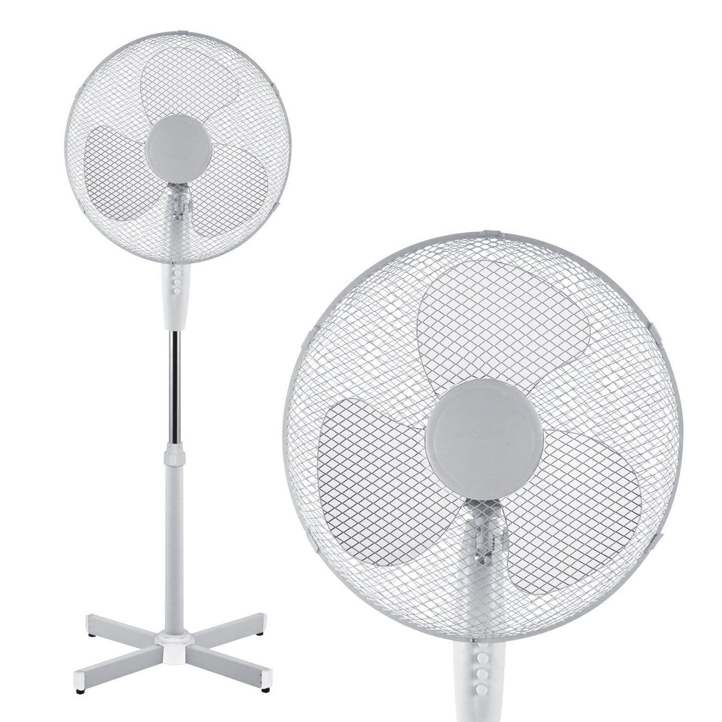 16" White Pedestal Free Standing Fan