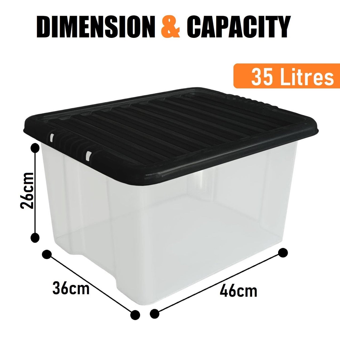 35L Storage Box & Black Lid
