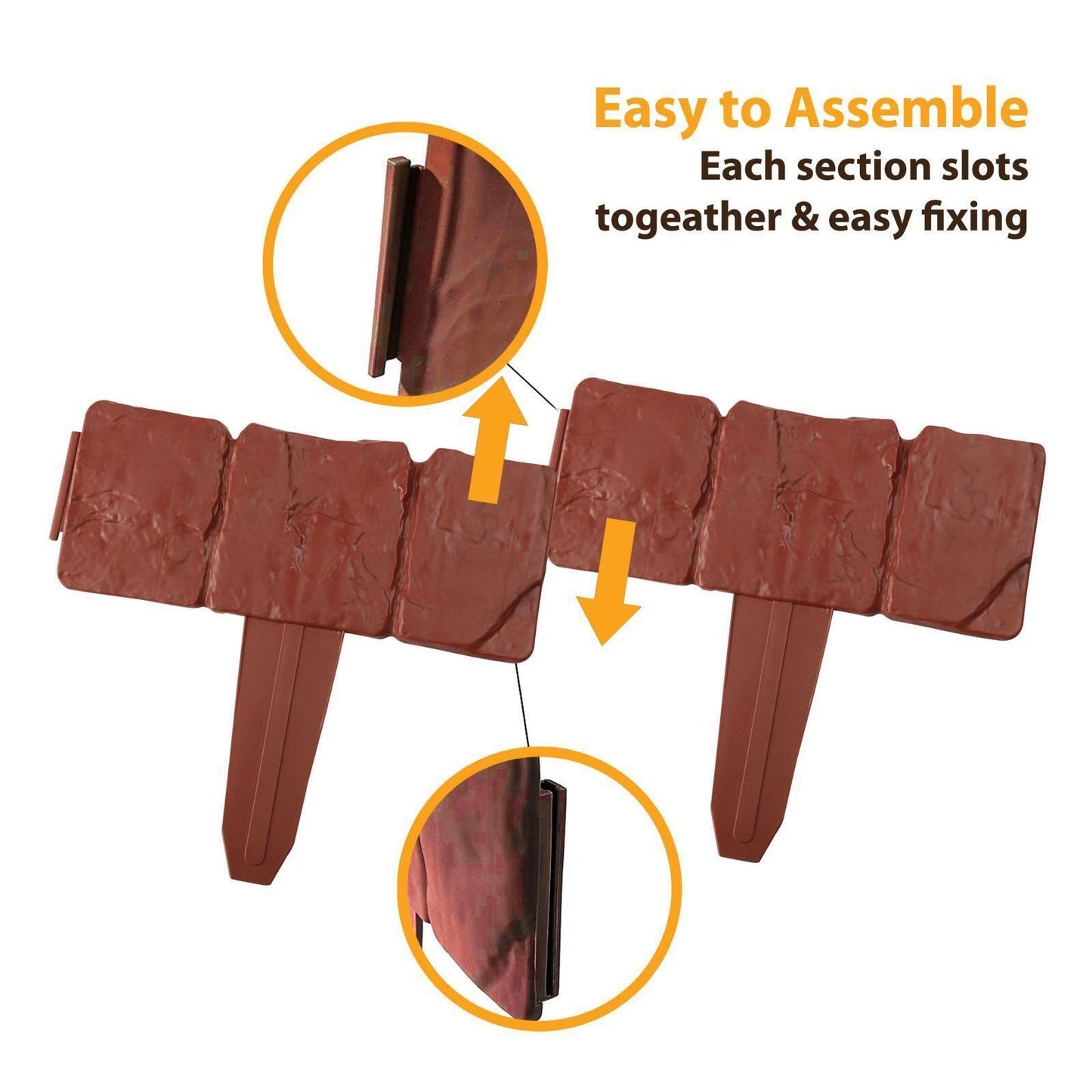 30 Terracotta Interlocking Lawn Edging Set