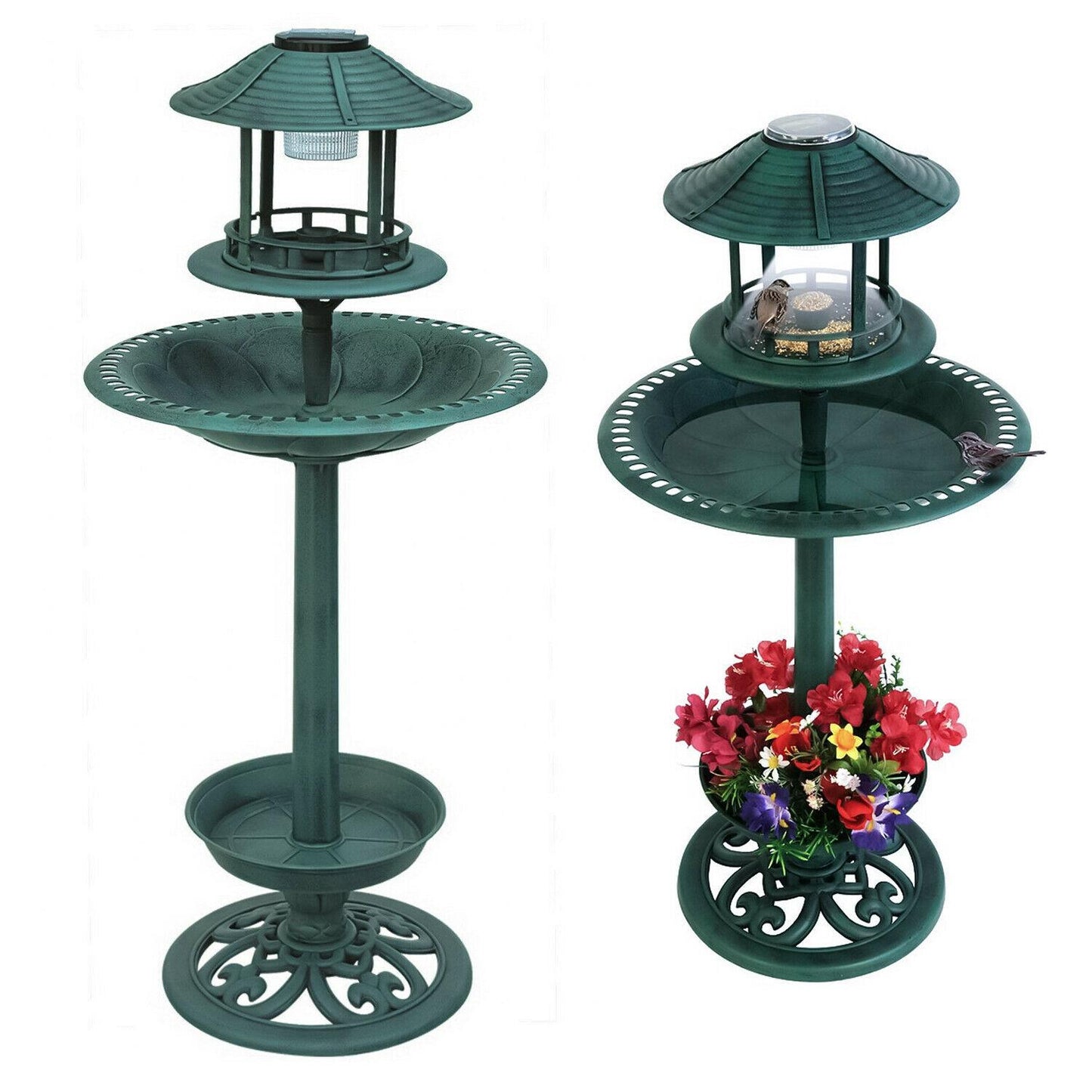 Green Solar Bird Bath
