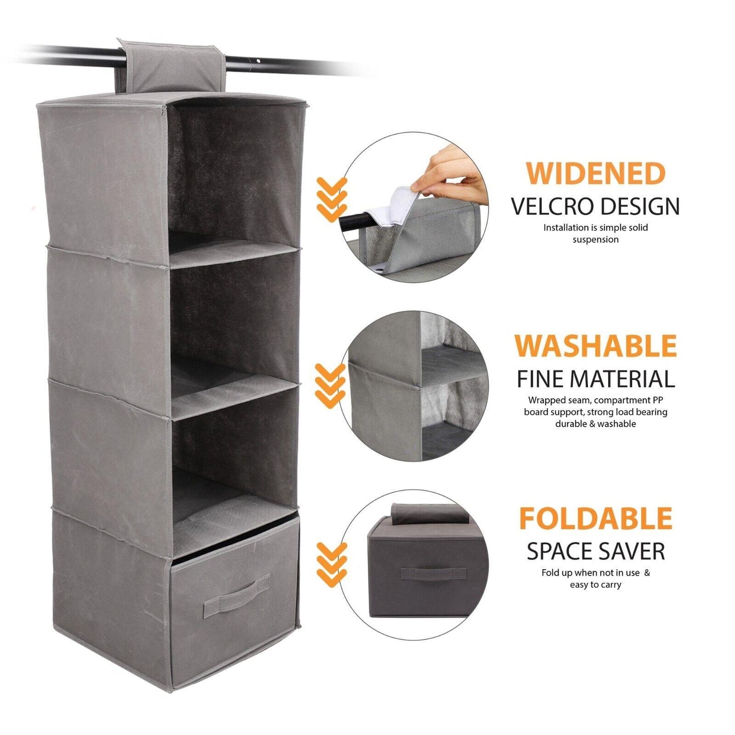 4 Shelf Wardrobe Organiser Hangers Storage