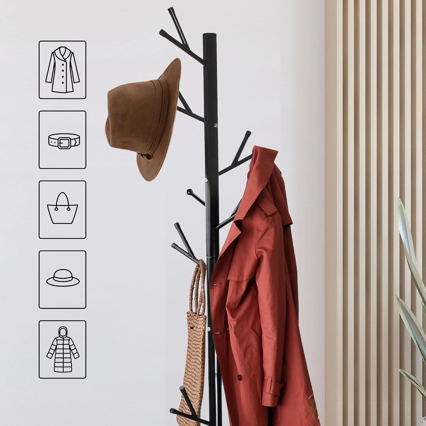 16 Peg Tree Coat Rack - Black