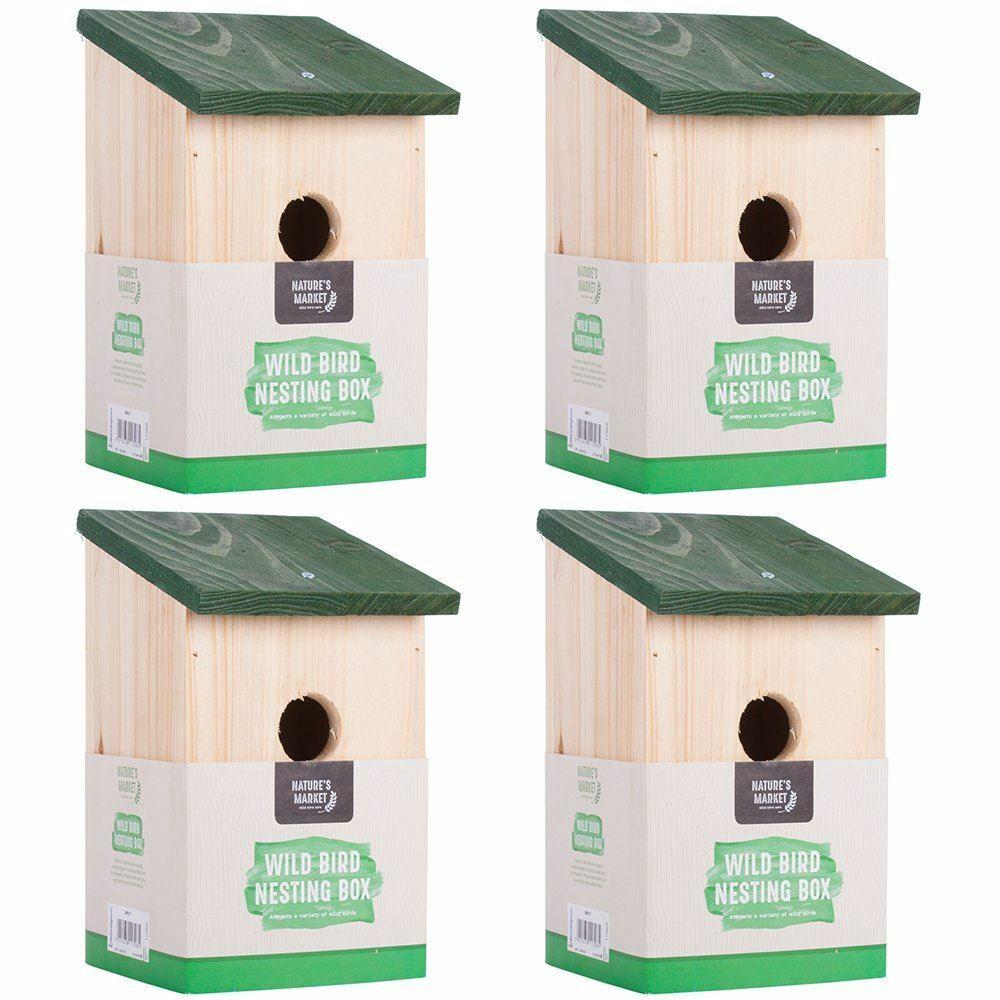 4 x Wooden Bird Nesting Box