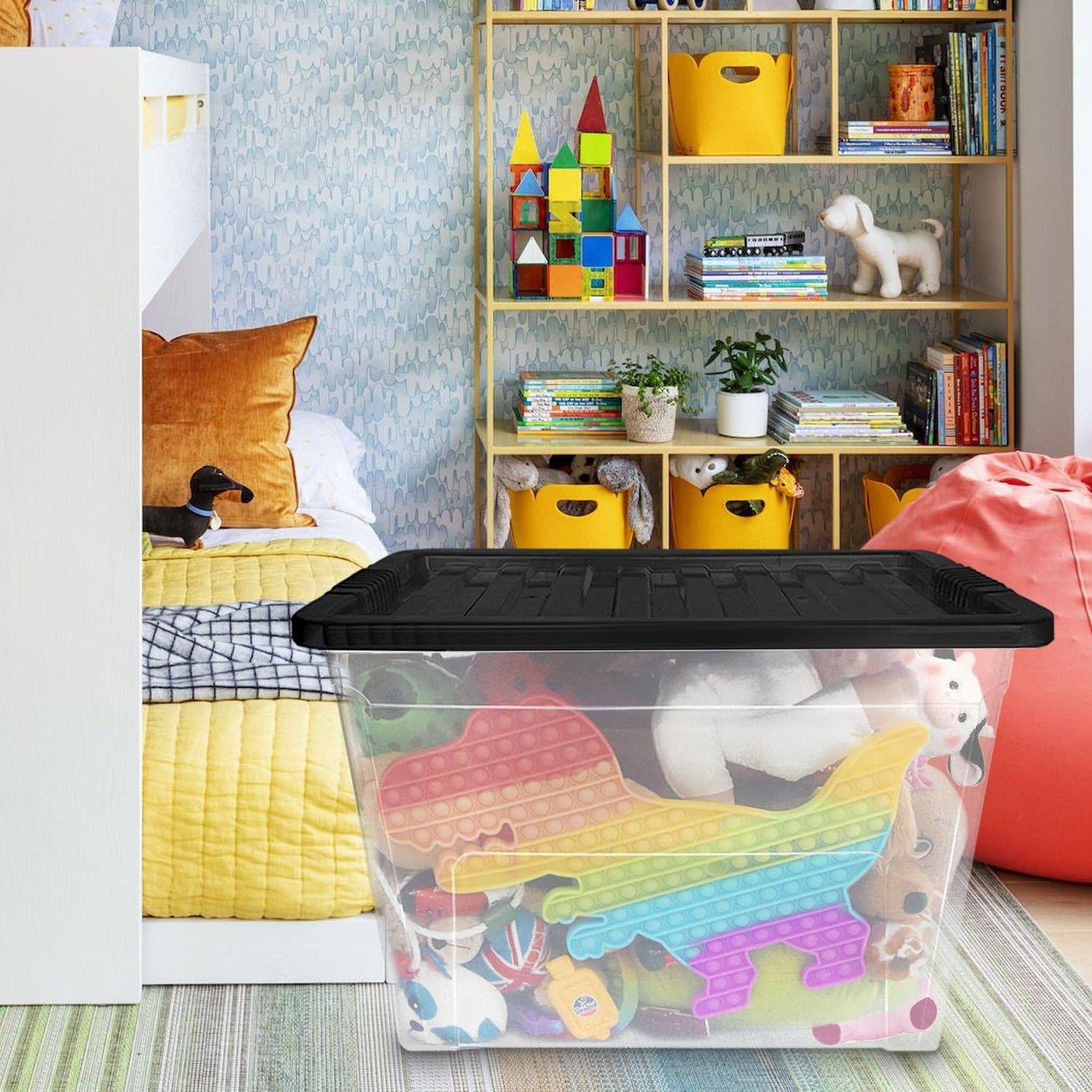 80L Storage Box & Black Lid