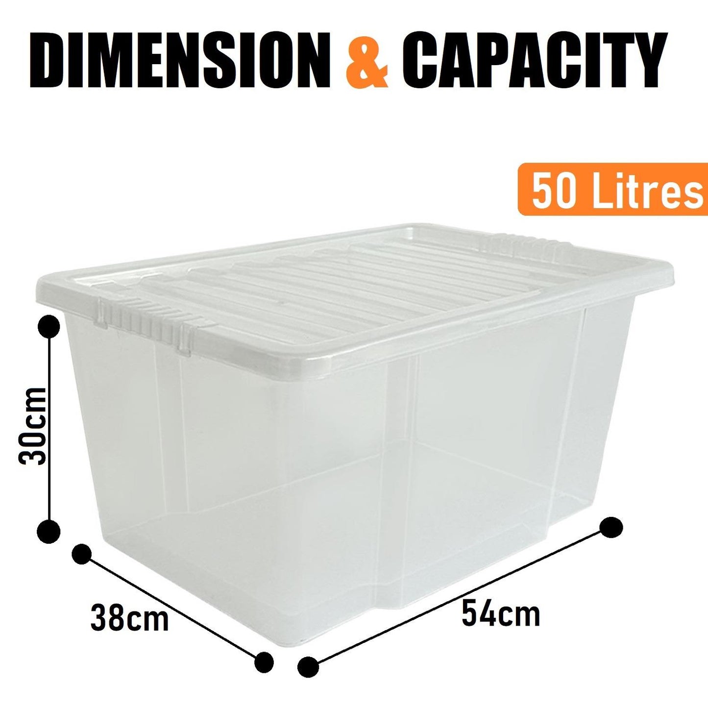 50L Storage Box & Clear Lid
