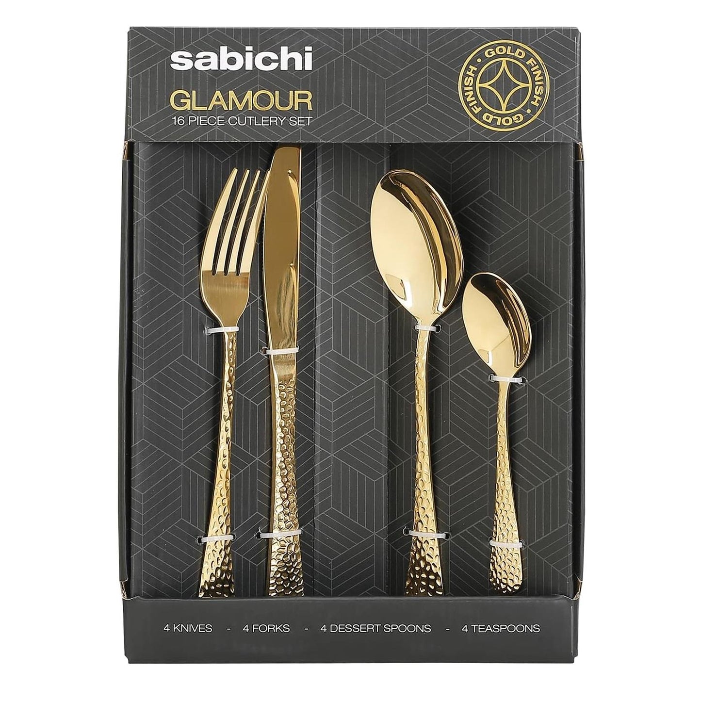 16pc Copper Hammered Cutlery Set