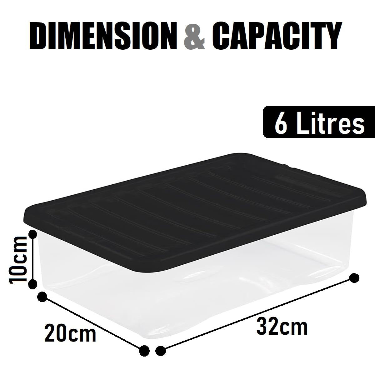 6L Storage Box & Black Lid