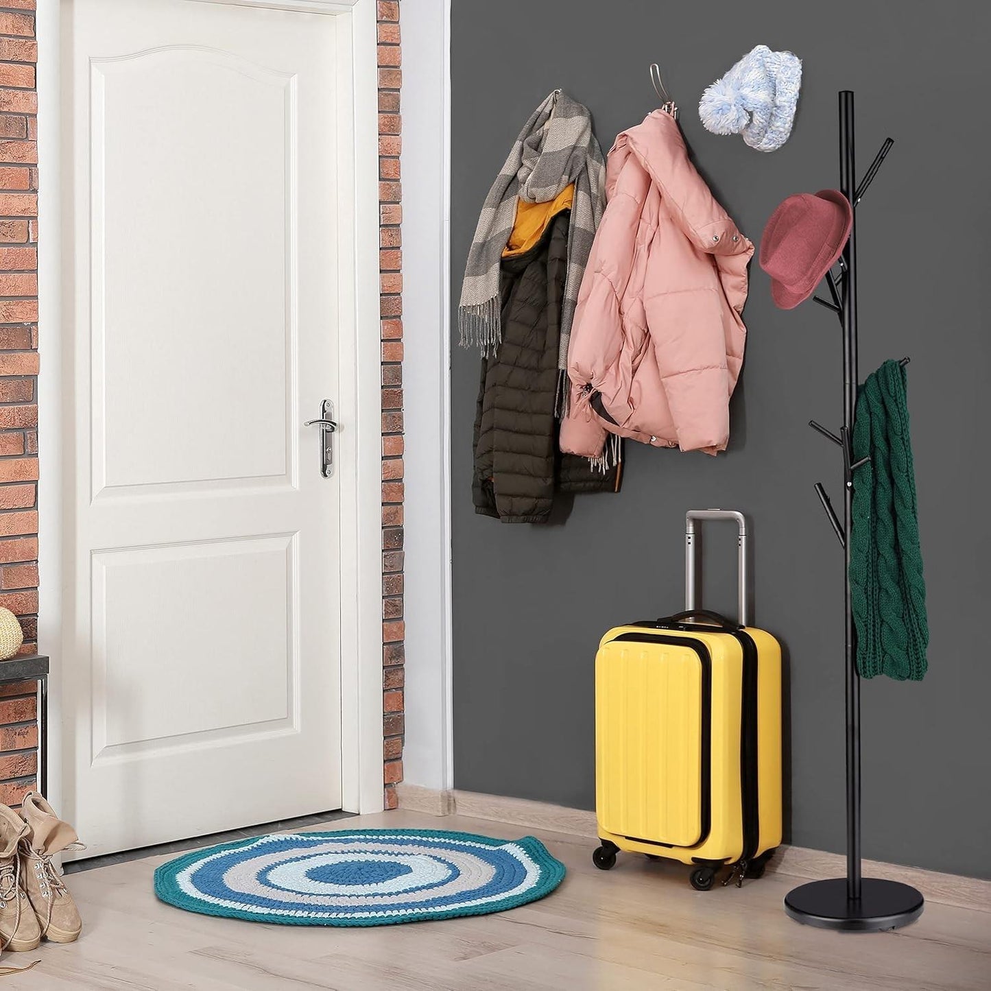 8 Peg Tree Coat Rack - Black