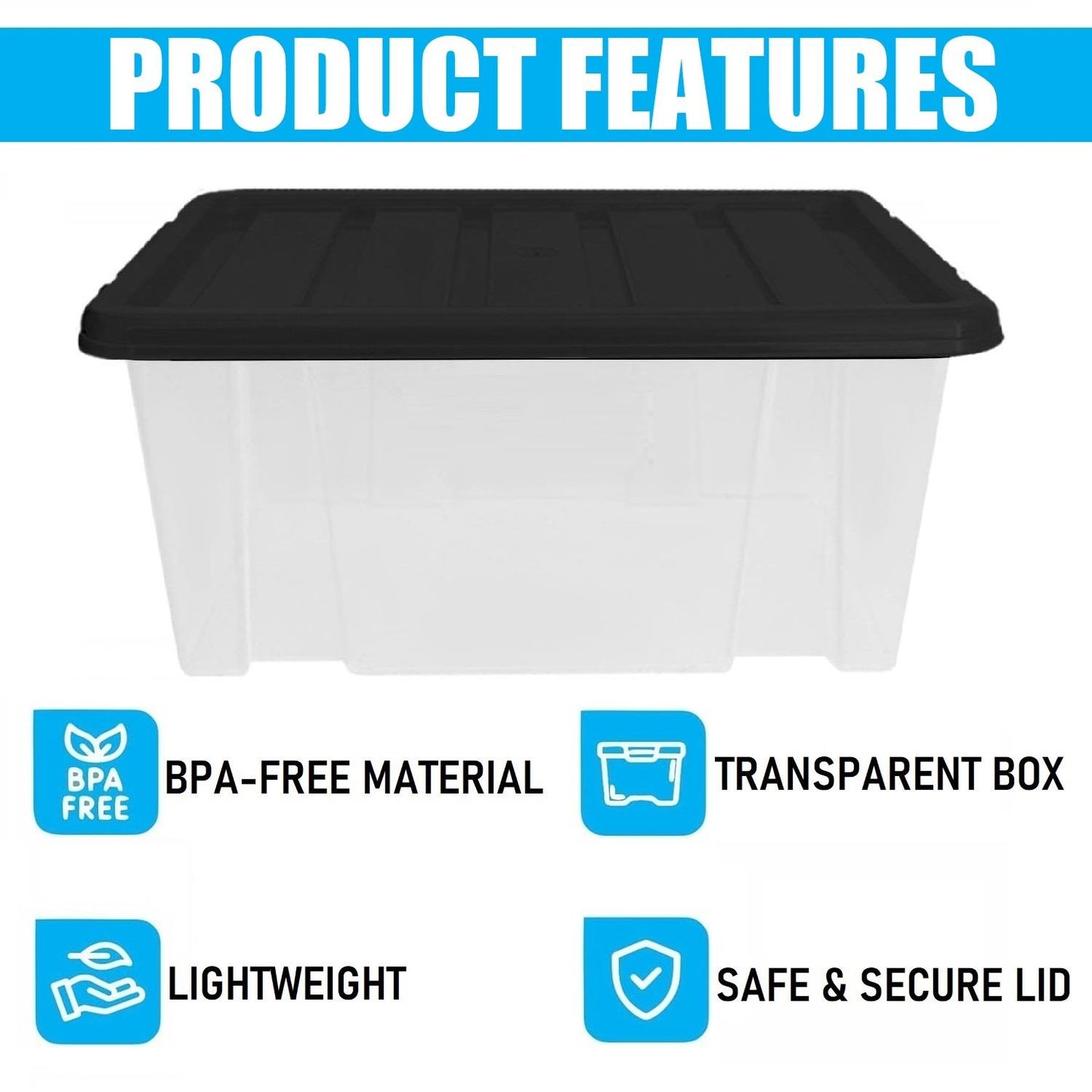 7L Storage Box & Black Lid