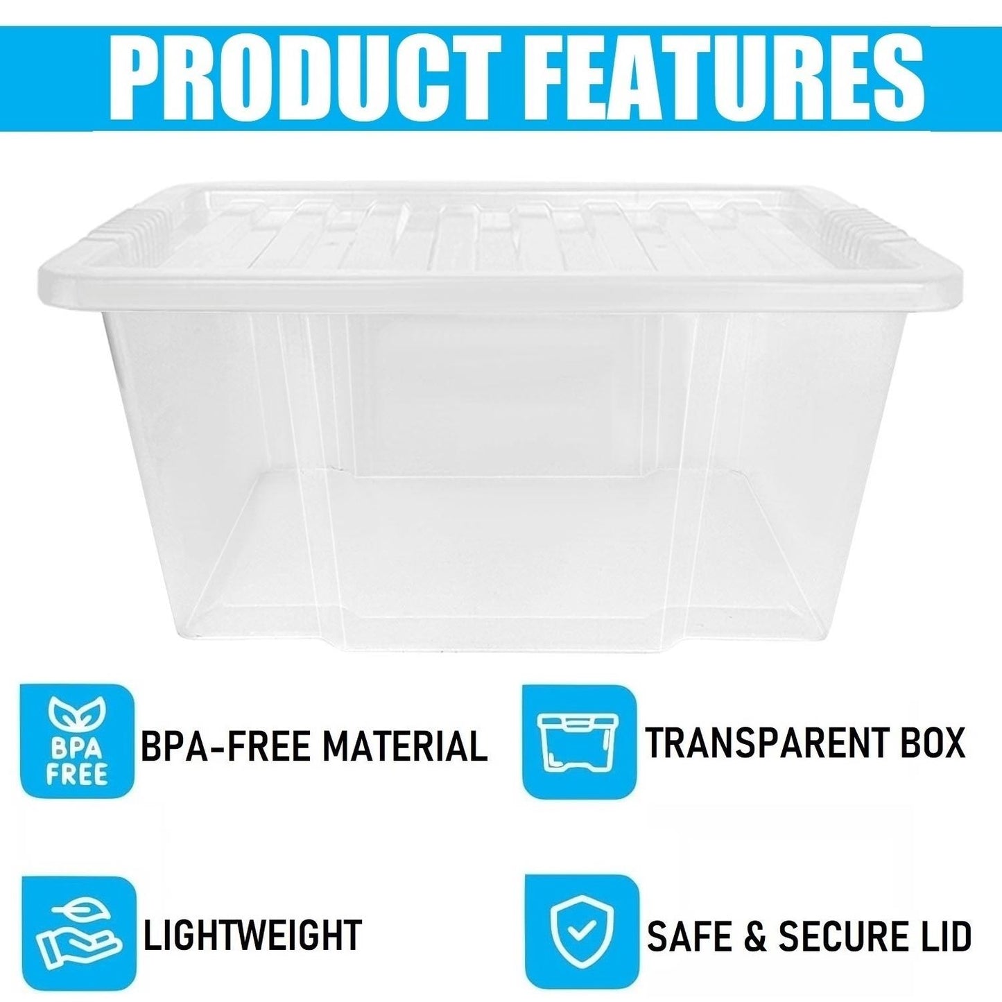 50L Storage Box & Clear Lid
