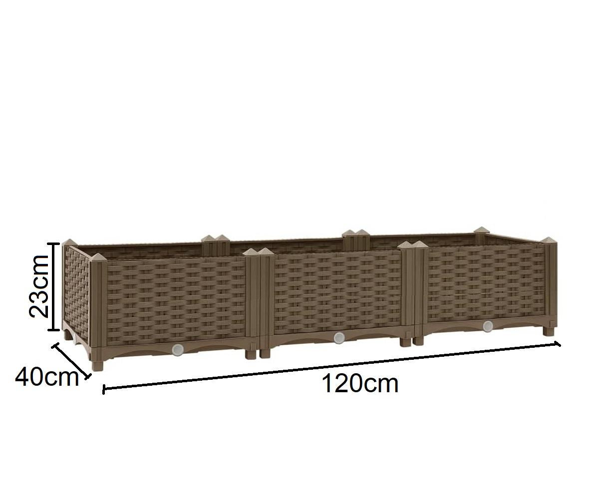 Set of 3 Rattan Effect Raised Garden Bed