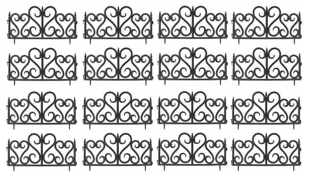 16Pk Garden Design Fence Set (Black)