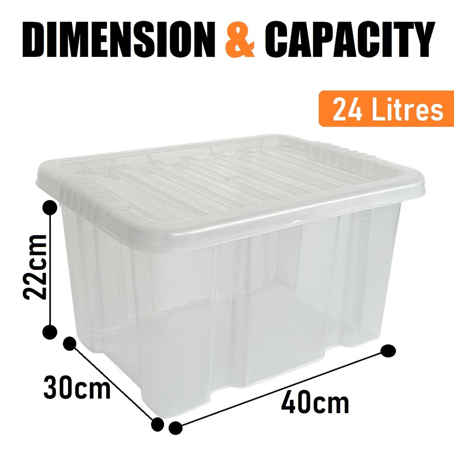 24L Storage Box & Clear Lid