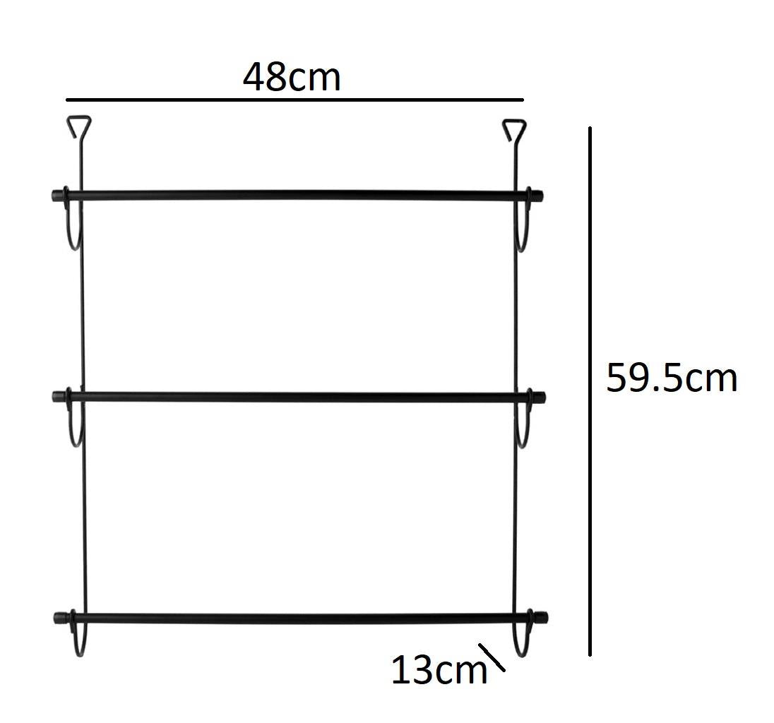 Matt Black 3 Tier Over The door Towel Rail