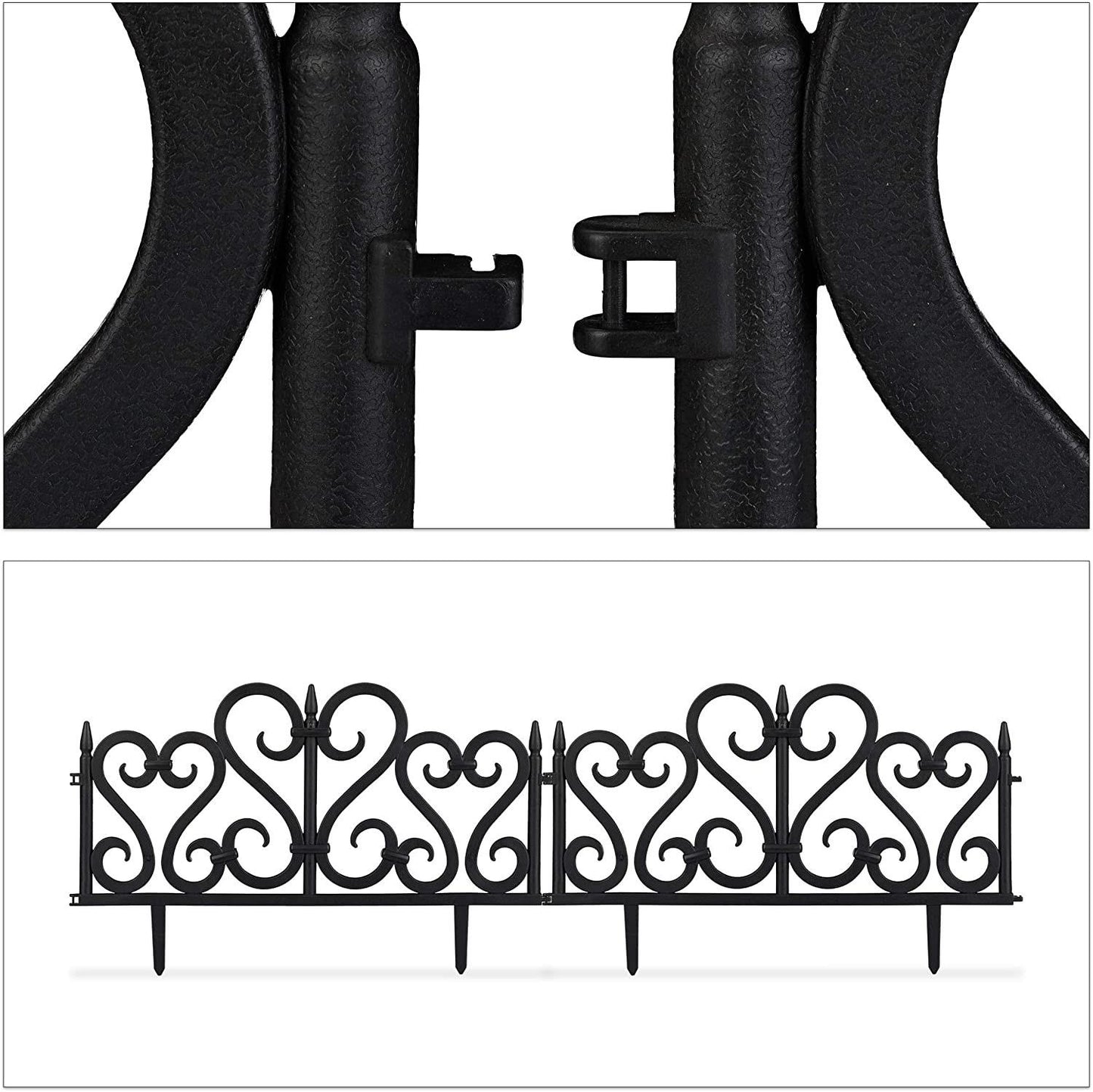 8Pk Garden Design Fence Set (Black)